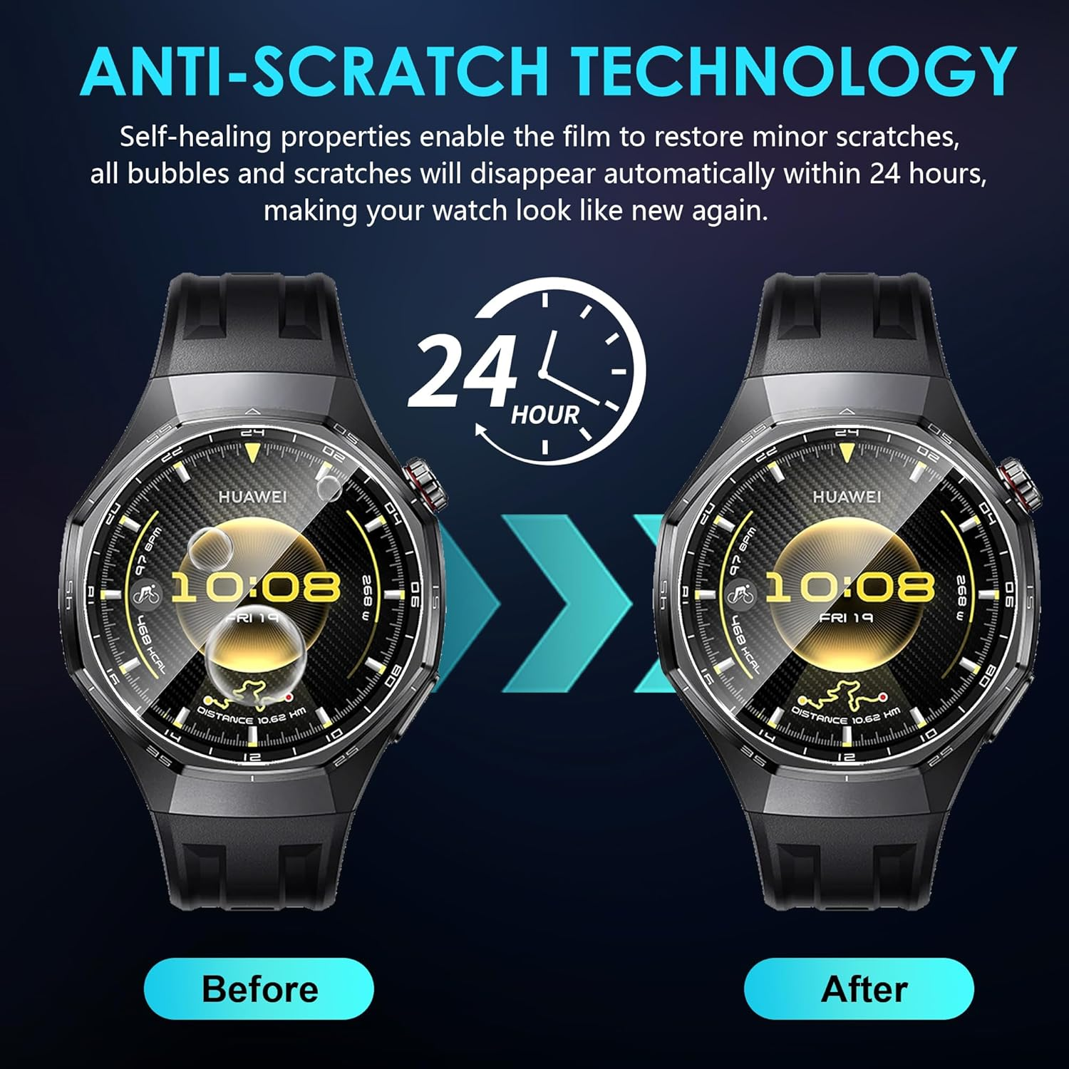 Lemxiee 2 Pack Tempered Glass for HUAWEI Watch GT 6 Pro 46Mm Screen Protector Protection Film - Amazfit T-Rex 3 Pro 48Mm image number 5