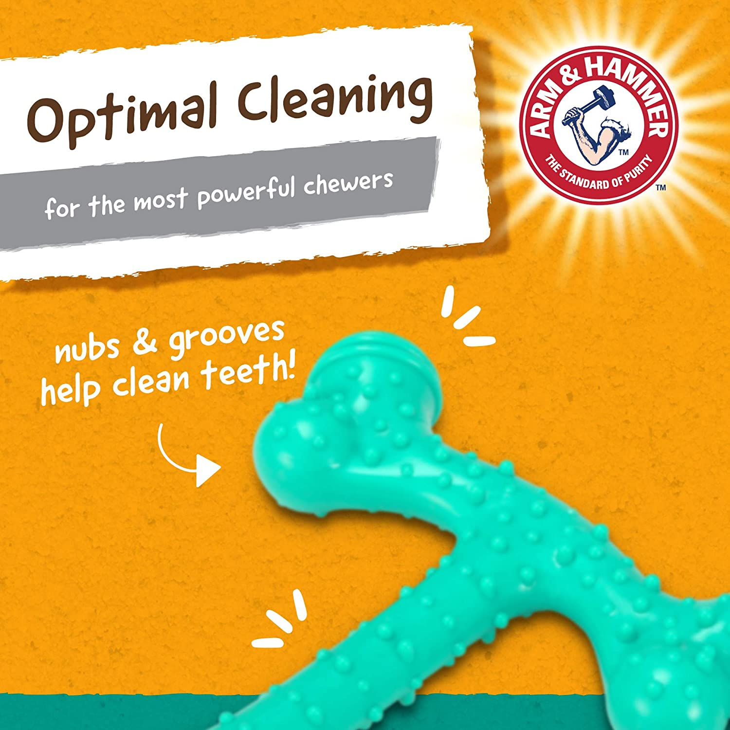 Arm & Hammer for Pets Ora-Play T-Bone Dental Chew Toy for Dogs -(Pack of 2(| Best Dog Chew Toy for the Toughest Chewers | Reduces Plaque & Tartar Buildup without Brushing, Peanut Butter Flavor image number 4