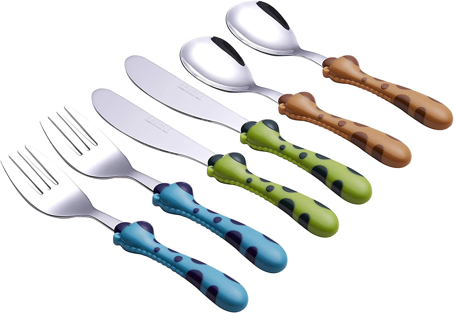 Exzact Children'S Cutlery Stainless Steel 6Pcs Set/Kids Cutlery Toddler Flatware - 2 X Forks, 2 X Dinner Knives, 2 X Spoons, BPA Free Dishwasher Safe 24M+ (Giraffe X 6) - Girafe image number 4