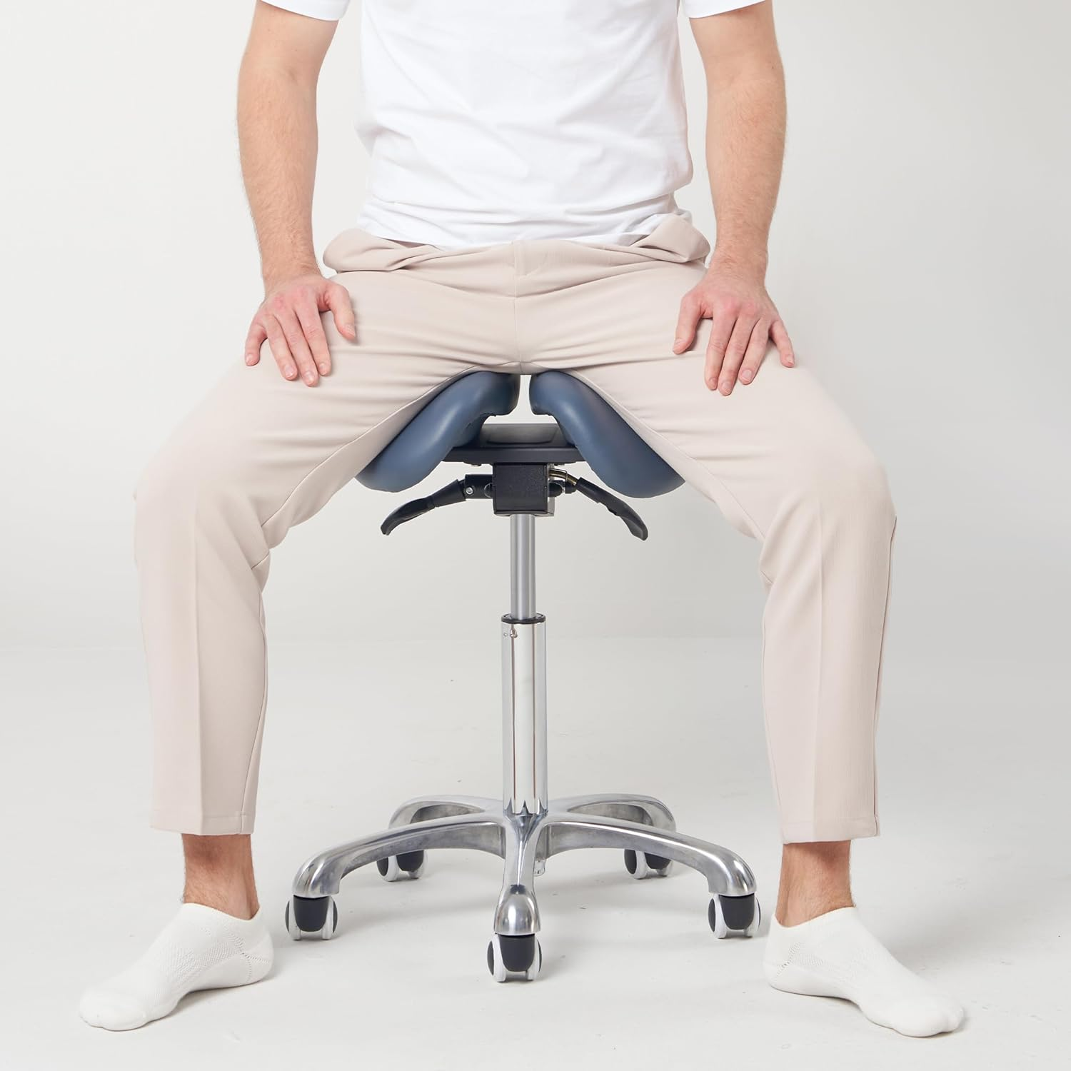 Master Massage Berkeley Ergonomic Split Style Saddle Stool in Royal Blue image number 7