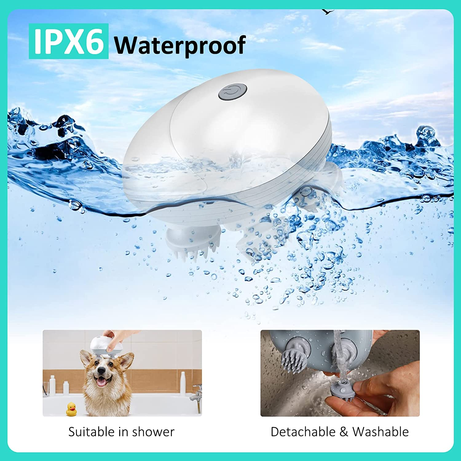 Electric Pet Massager for Dogs and Cats, Cordless Handheld Tool with 4 Massage Heads and 96 Massage Nodes, Back Scratcher for Relieving Tension, Tight Muscles, and Stiffness image number 5