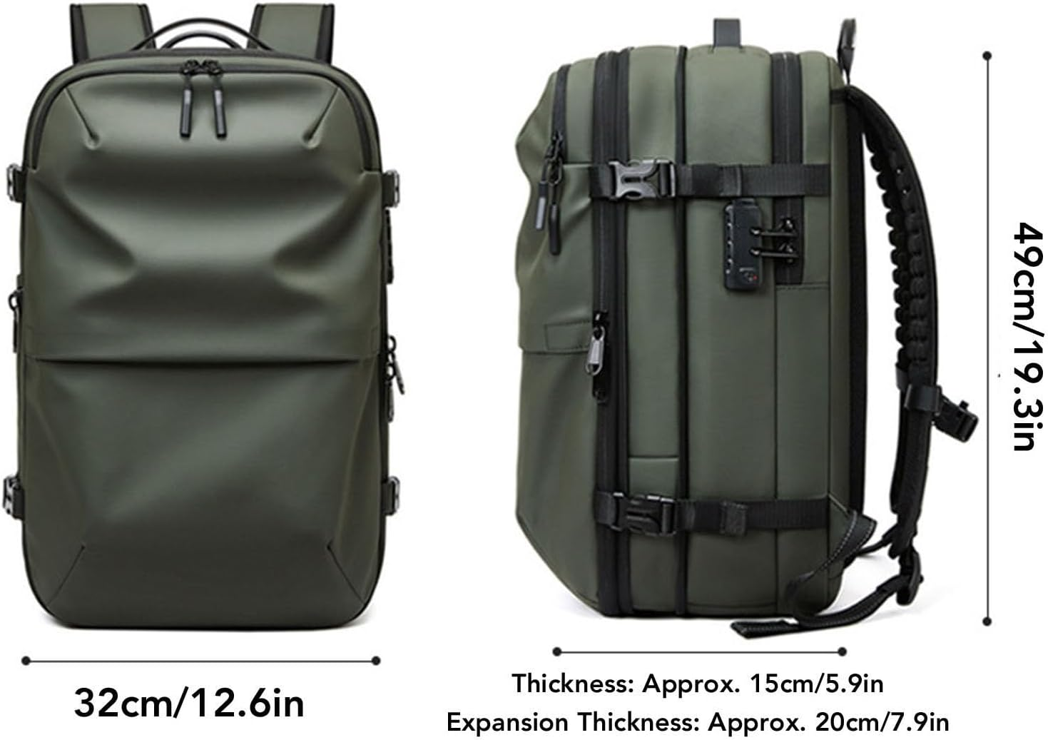 Vacuum Compression Backpack Travel, 60L Expandable Vacuum Backpack Rainproof Vacuum Seal Backpacks, TSA Lock Carry on Luggage Bag, Black - Black image number 5