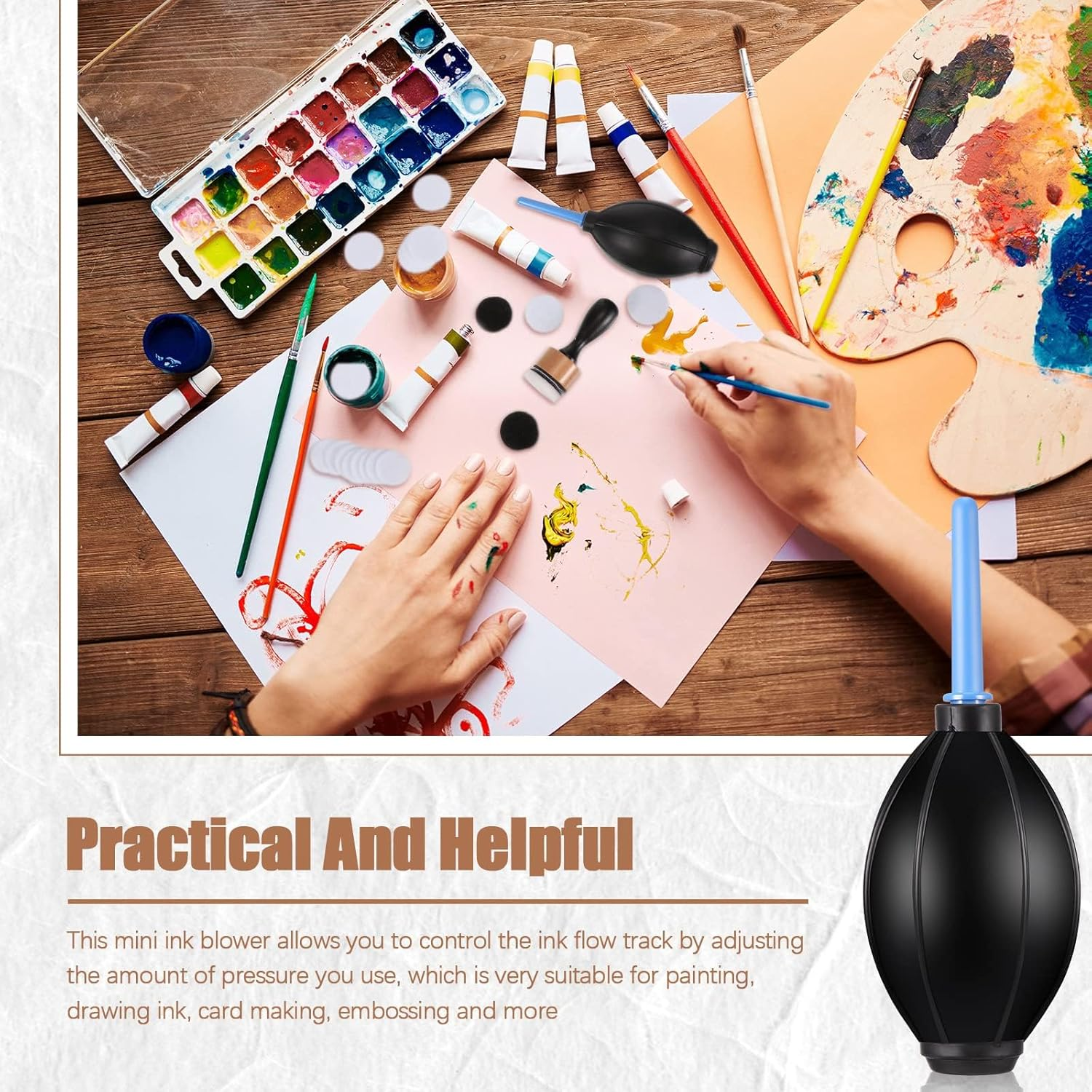 54 Pieces Alcohol Ink Blower Applicator Tool Set, Include round Blending Tool Ranger Mini Blending Tool Air Blower Mini Ink Blower Felts Replacement Foams for Card Making Embossing Painting Rendering image number 2