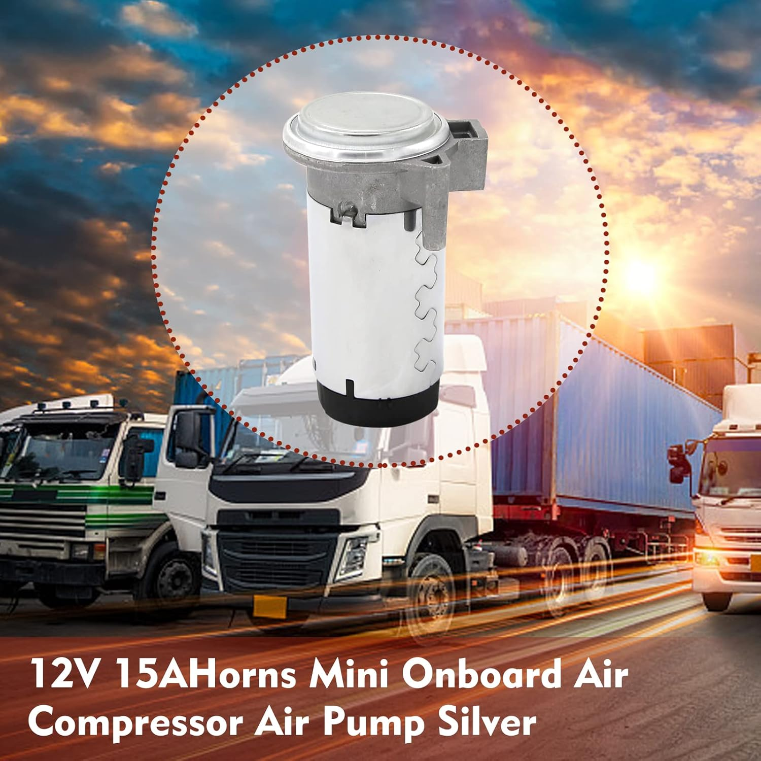 Camsoc 12V Air Compressor for Trucks, Cars, Horn Kit - Silver Plastic image number 4