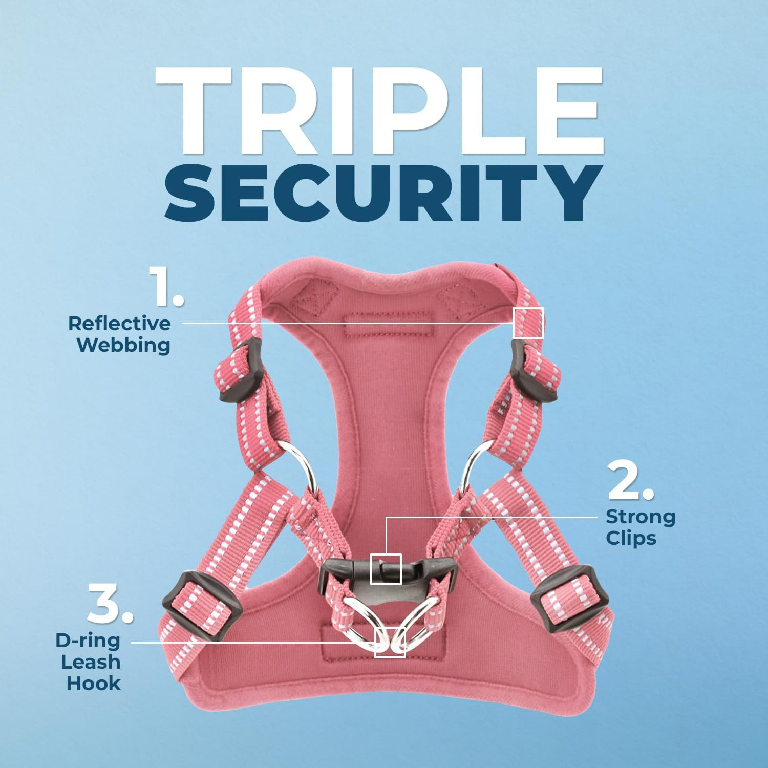 Best Pet Supplies Voyager Adjustable Dog Harness Leash Set with Reflective Stripes for Walking Heavy-Duty Full Body No Pull Vest with Leash D-Ring, Breathable All-Weather - Harness (Pink), XS image number 4