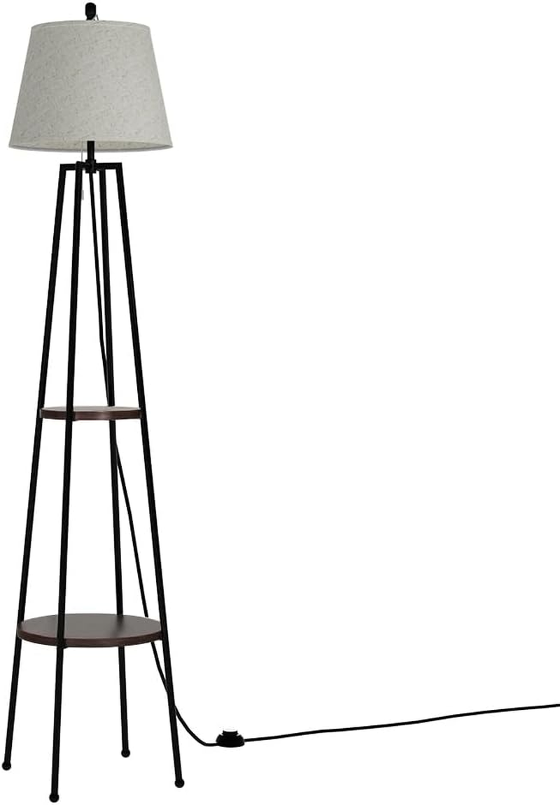 Artiss Floor Lamp, 2-Tier Tripod LED Light Lamps Corner Standing Lights Display Stand Home Decor for Reading Living Room Bedroom, Adjustable Height Bamboo Finished image number 3