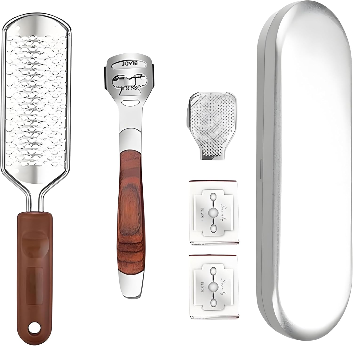 2Pcs Foot File and Callus Remover Tool with 20 Blades,Ergonomic Handle, Pedicure Foot File Kit for Wet/Dry Use on Cracked Heels, Dead Skin and Corns image number 5