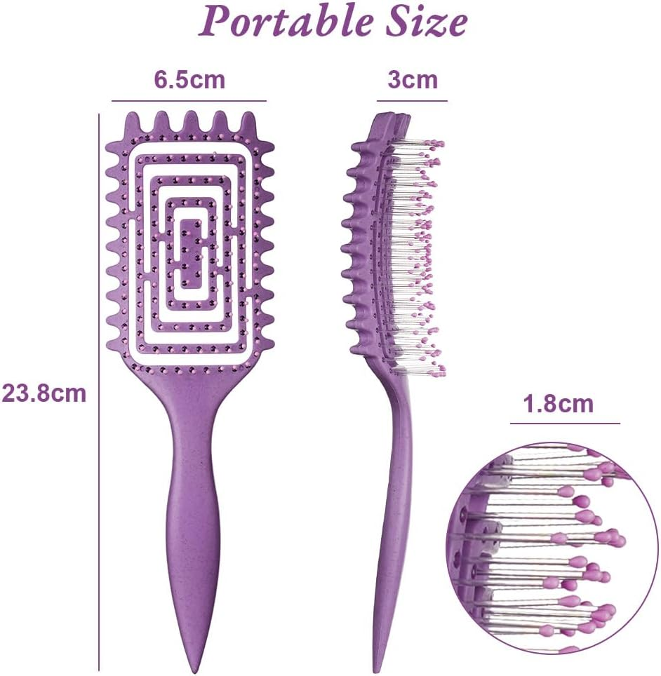 LOPHE Curl Hair Brush, Curl Detangler Brush, Hair Brush, Curl Styling, Curling Brush, Boar Bristle Hair Brush, Hair Brush for Detangling for Women (Purple) image number 5