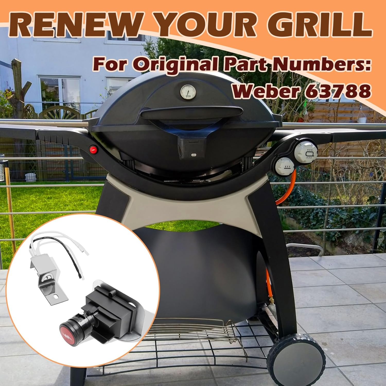 63788 Grill Igniter Kit for Weber Q3200 Q320 Gas Grill Igniter Replacement Parts, Electronic Push Starter Ignition Kit for Weber Q3200 Q320 Portable Grill Starter Replacement Parts 57067001 image number 5