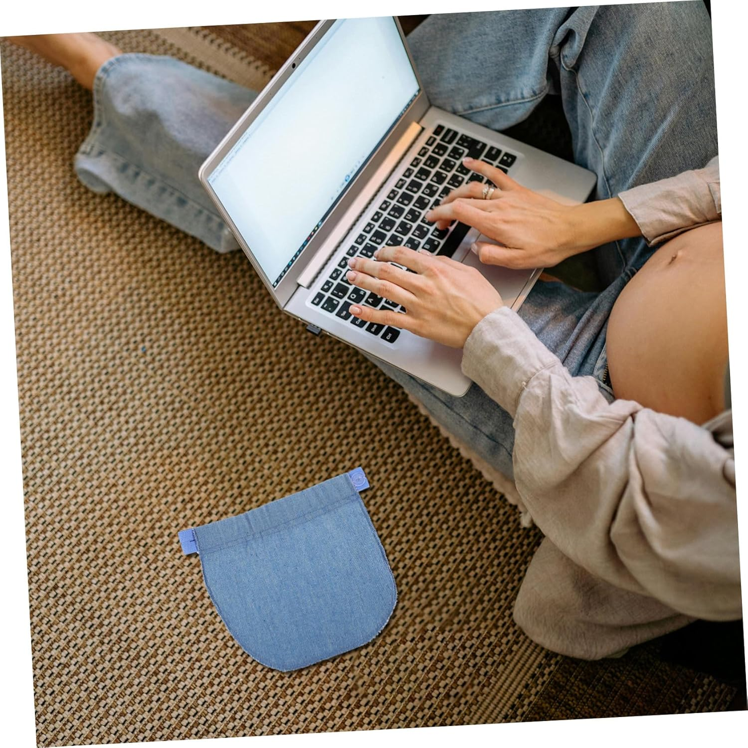 Minkissy Maternity Waist Extender Elastic Pregnancy Extender Adjustable Waistband Elastic Pregnancy Trousers for Jeans and Pants Sky-Blue