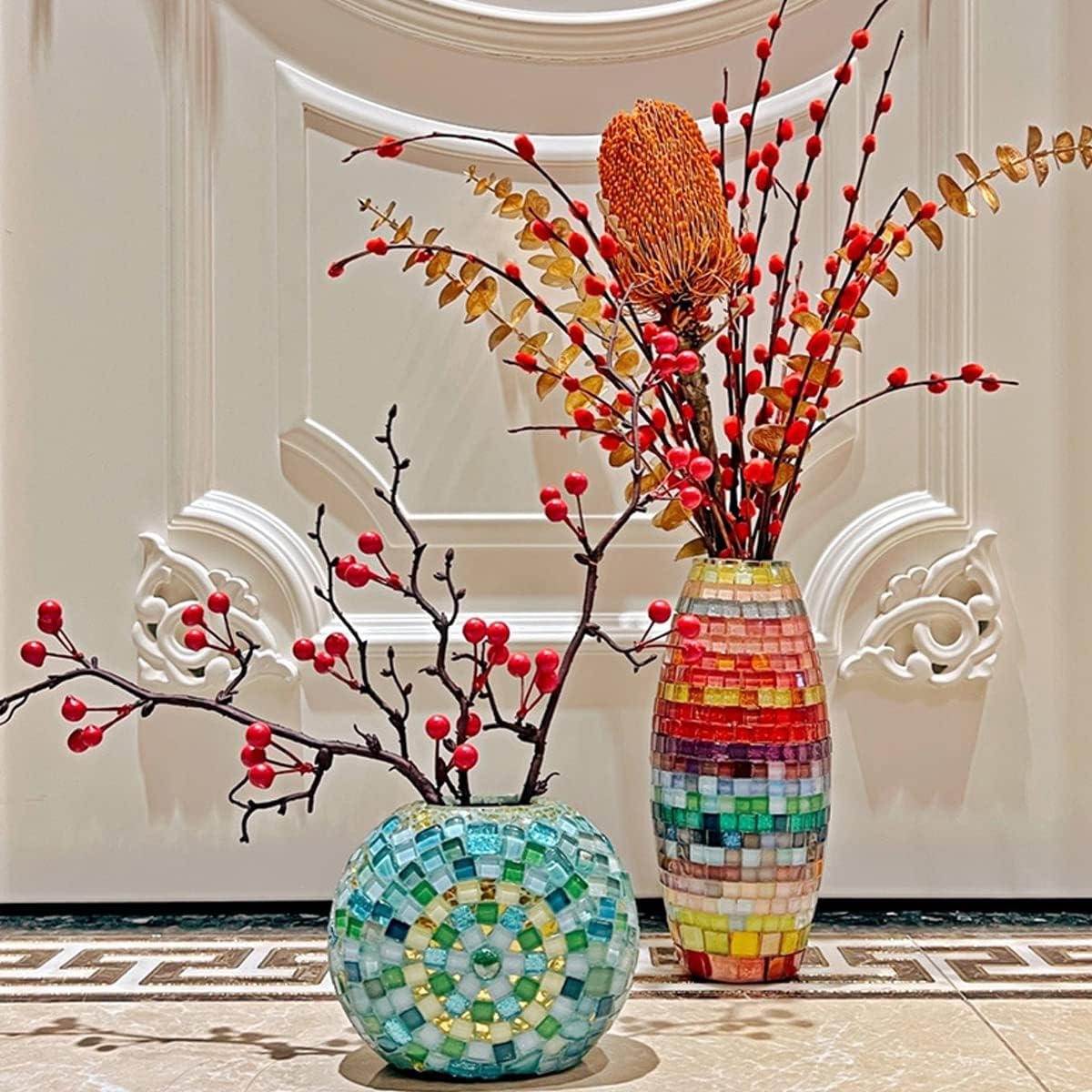 Folmywy Glass Mosaic Tiles Pieces Stained Glass 220G Green Assorted Shapes Shine Crystal for Crafts DIY Home Gifts Jewelry Art Creative Flowerpots Puzzle image number 4