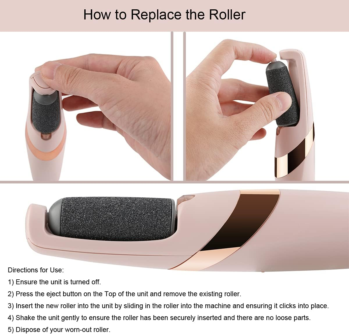 5 Pack Black Coarse Replacement Roller Refills Compatible with Finishing Touch Flawless Pedi Electric Tool File Include a Cleaning Brush