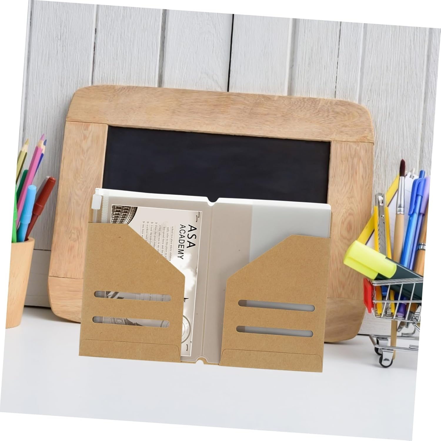 STOBOK Elegant Kraft Paper Passport Pouch 4 Pack PVC Travel Document Holder for ID and Credit Cards image number 4