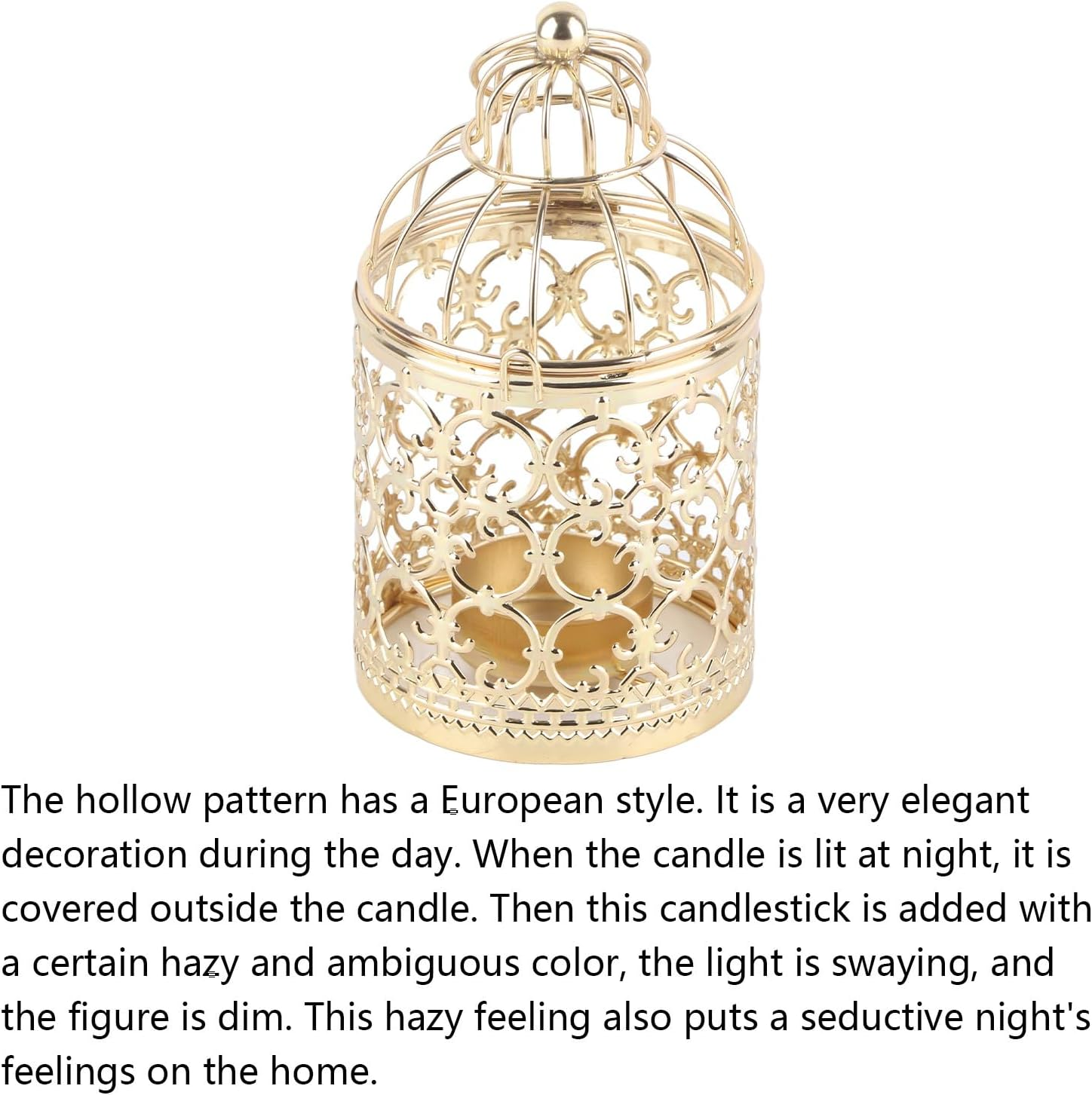 Candle Holder Vintage Iron Birdcage Lantern Candlestick for Home Events Weddings Decorations 14.8 X 7.8Cm (A Type Gold) image number 6