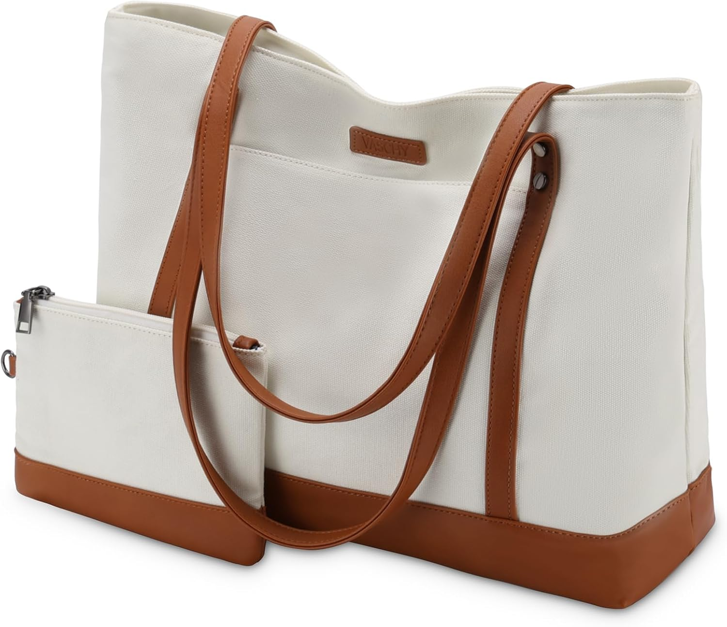 Laptop Tote Bag for Women, Vaschy Lightweight Large 14-15.6 Inch Laptop Shoulder Bag Purse Work Tote Bag Water Resistant Teacher Handbag Business Briefcase with Clutch Purse