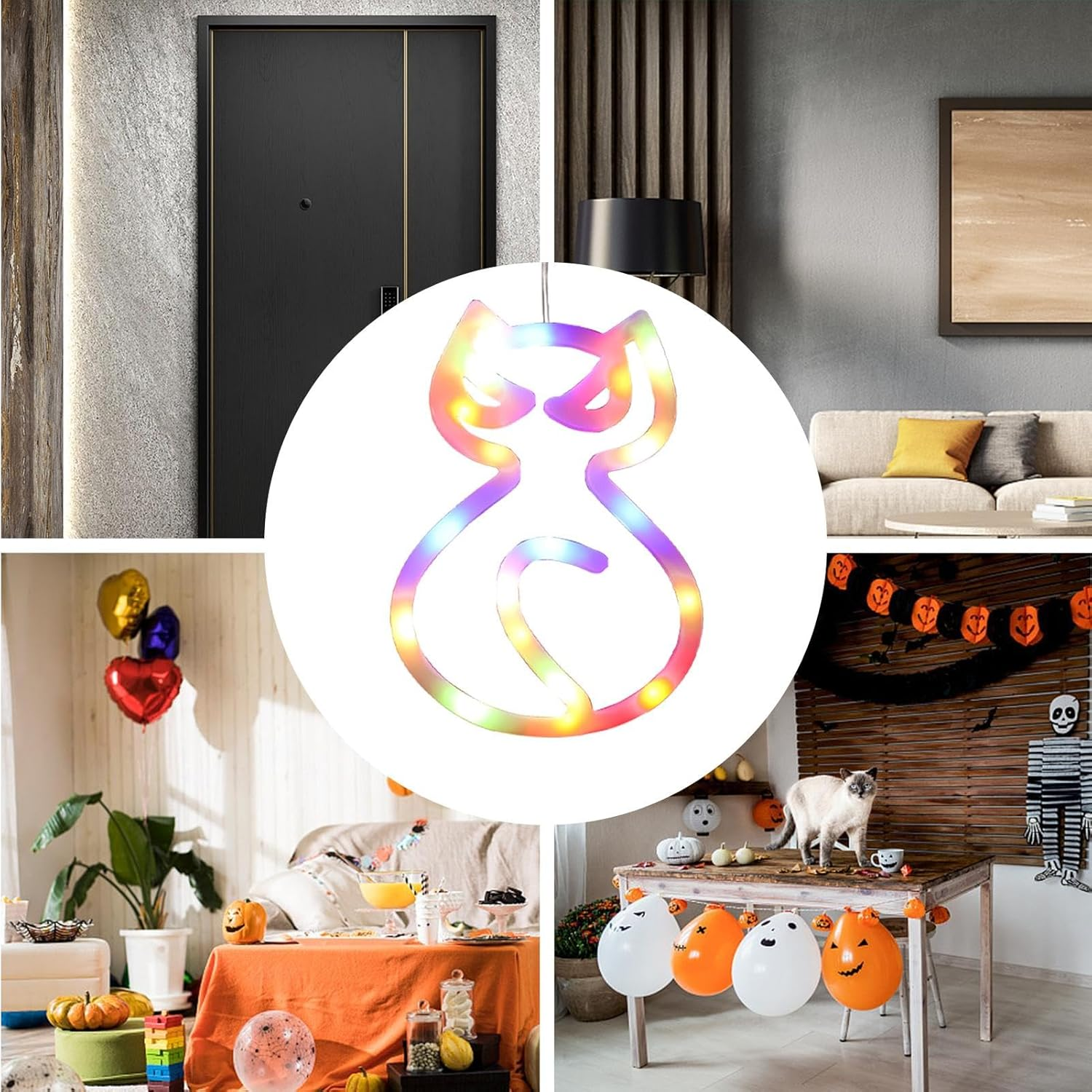 Halloween LED Window Lights - Cute Halloween Decoration Light - Cute Halloween Decoration Light, Halloween Window Silhouette Lights, Colorful Window Light for Halloween