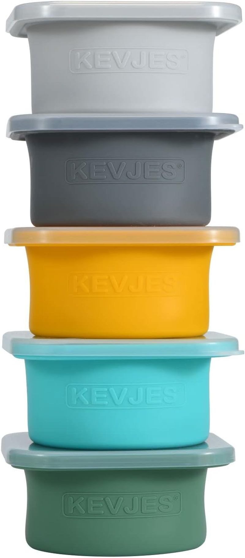 KEVJES Stackable Silicone Artisan Pizza Dough Proofing Containers with Lids Pizza Making Accessories (1 Yellow+1 Green+1Blue+1 Gray+1 Space Gray) - 5 Yellow image number 2