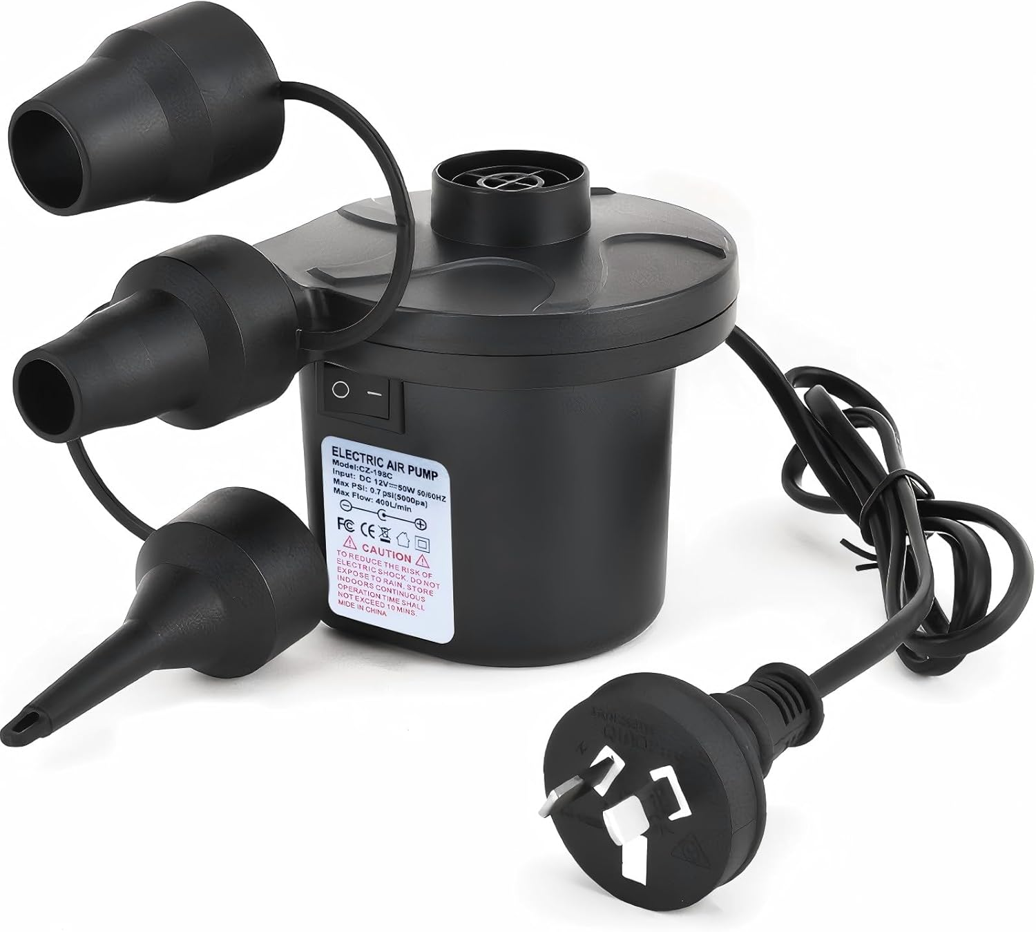 Electric Air Pump for Inflatables + 3 Nozzles, Perfect Home Inflator/Deflator Pumps Portable Quick-Fill, Ideal for Air Mattress Balloon Pump Swimming Rings Inflatable Boat Pool Floats Raft Sofa Kayak