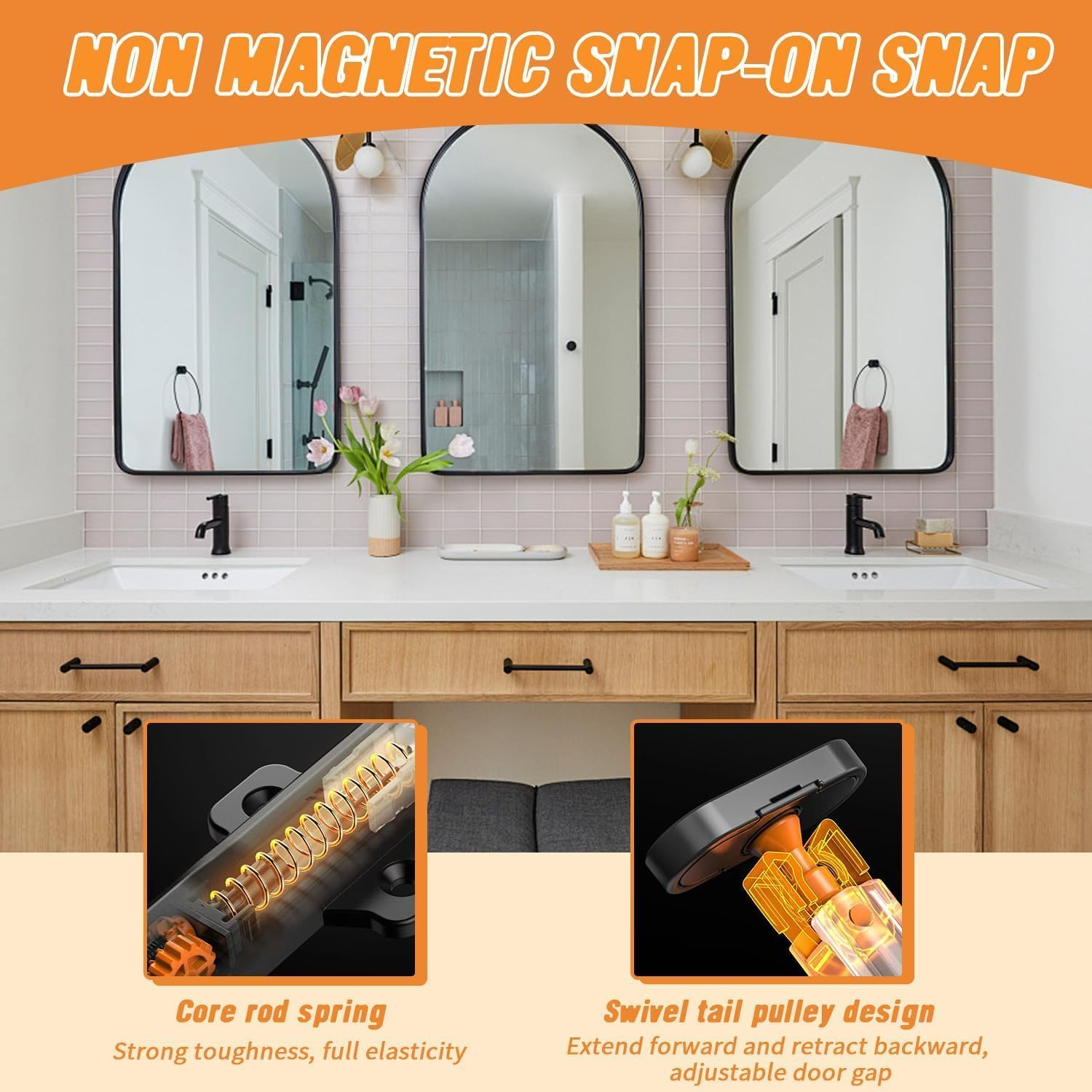 2 Pack Drawer Pull Touch Lock Tip On, Heavy Duty Push Latch, Push to Open Door Catches, Push Open Latch, RV Drawer Push Door Catch, for Bedroom, Kitchen Cabinet Window Wardrobe Closure image number 3