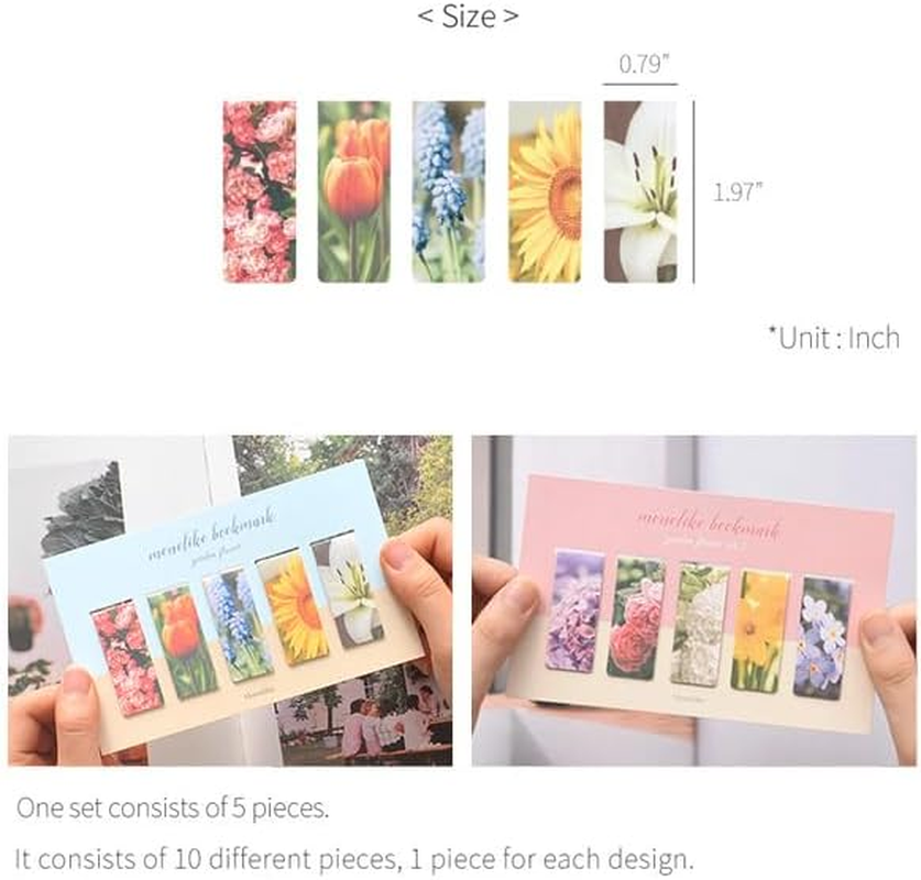 Monolike Magnetic Bookmarks Garden Flower, 10 Pieces