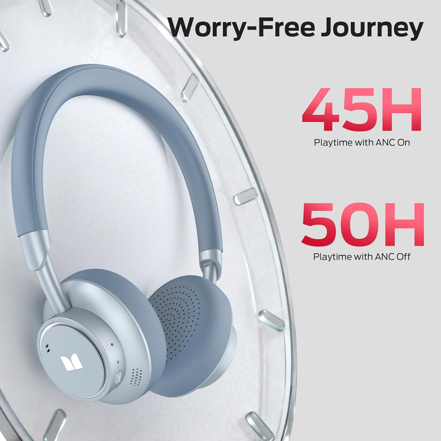 Monster N-Tune Mini 02 Wireless On-Ear Headphones - Bluetooth 6.0 Wireless Headset with Speed Charge, Comfortable & Lightweight Design, Hands-Free Calls (Blue) image number 2