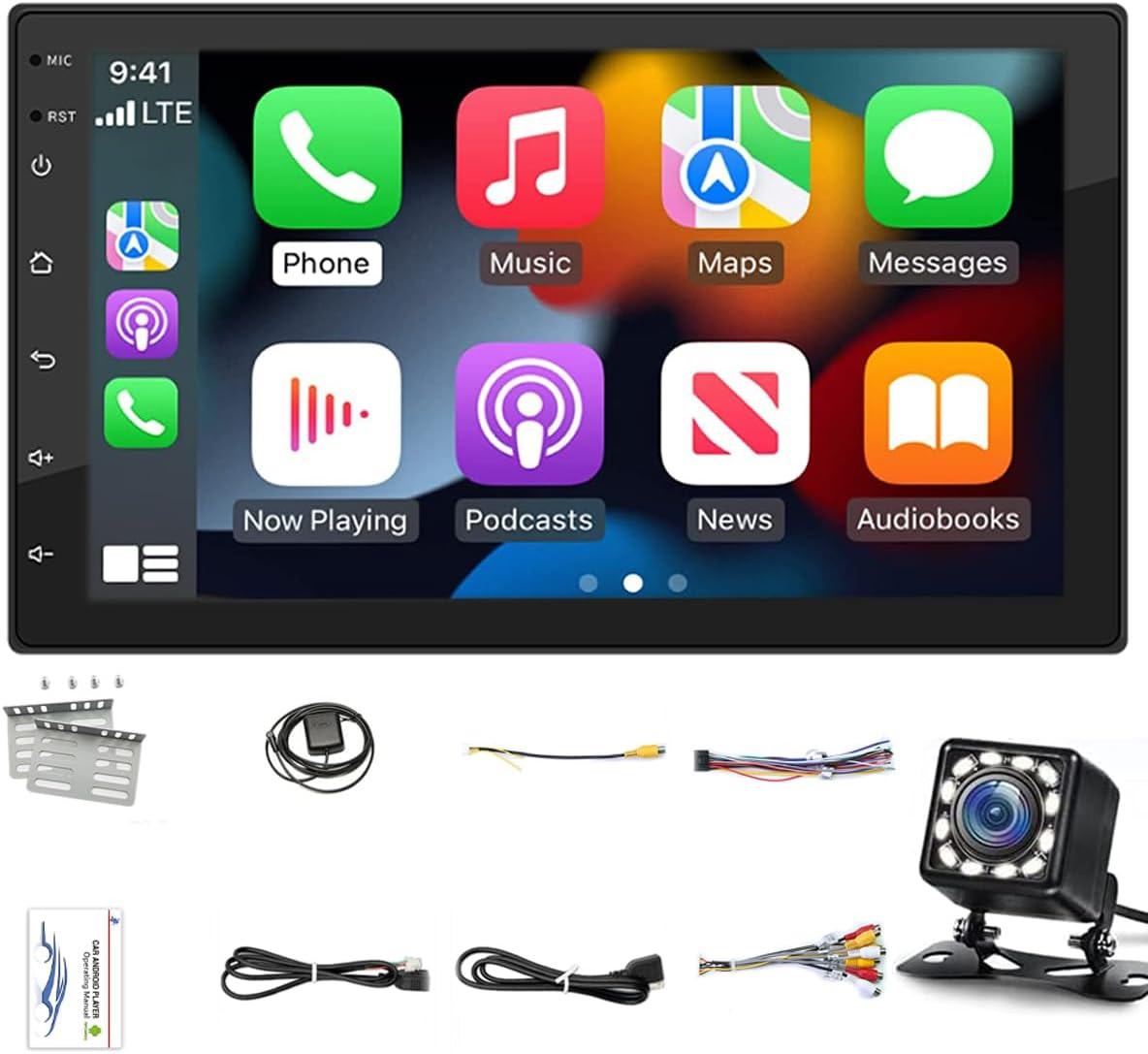 Double Din Car Stereo Compatible with Wireless & Wired Apple Carplay and Android Auto, 7 Inch Android 11 Car Radio Receivers, Bluetooth, Backup Camera, Mirror Link,Gps/Wifi/Usb, FM/RDS Radio