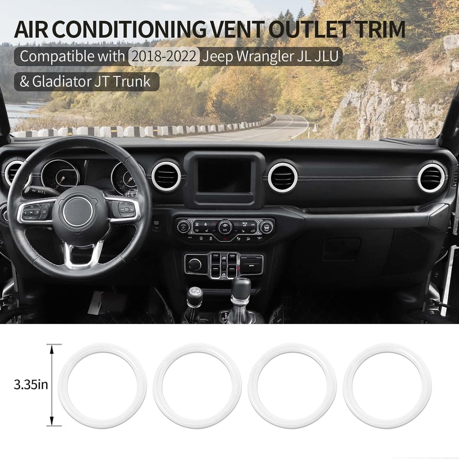 Voodonala for Jeep JL Dash Air Conditioning Vent Outlet Trim for 2018-2022 Jeep Wrangler JL JLU Gladiator JT Trunk, ABS White