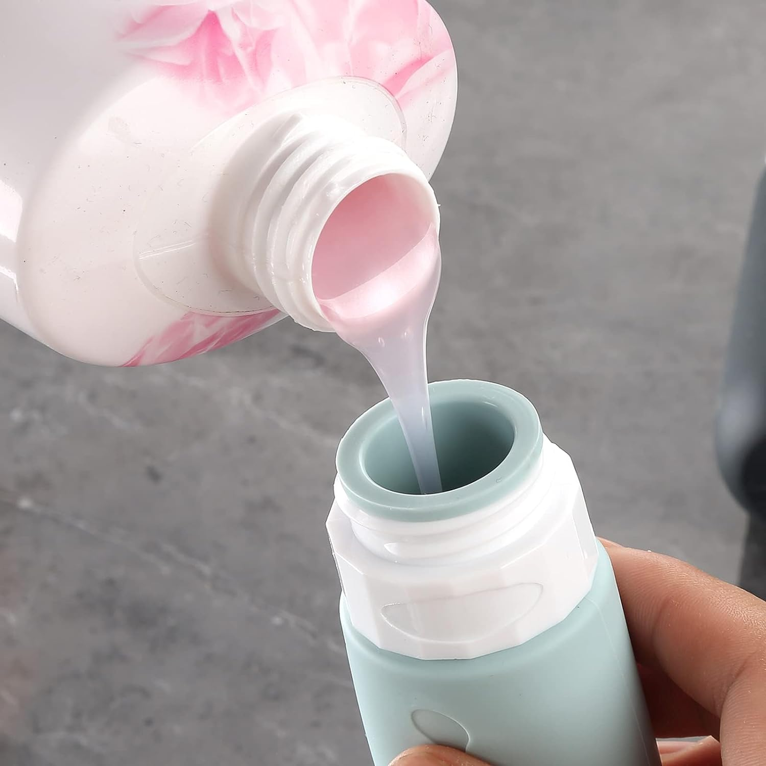 MUYXGYFE Pack of 4 Silicone Travel Bottles 90 Ml,Tsa Approved Bottles Set,Leak-Proof Container and Travel Toiletries Set,Filling Shampoo Cream Conditioner Body Care (Grey) - Grey image number 5