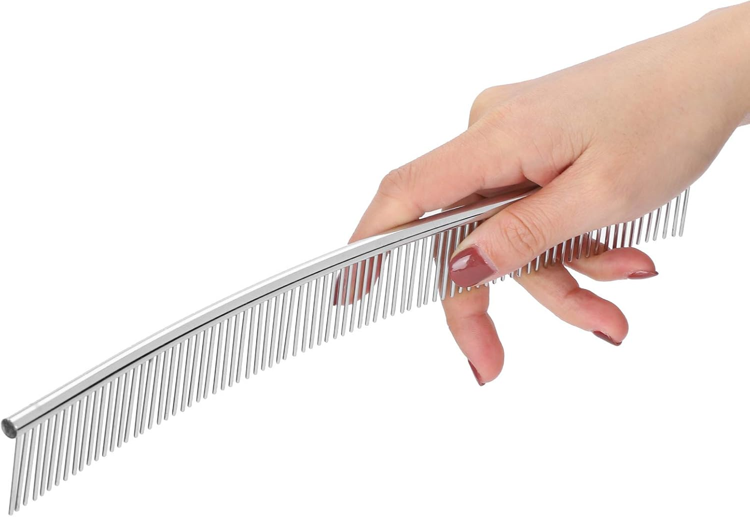 Pet Comb for Remove and Knots, Curved Pet Hair Comb with Stainless Steel Teeth Ideal for Cats and Dogs Dense Teeth Type Pet Grooming Comb image number 1