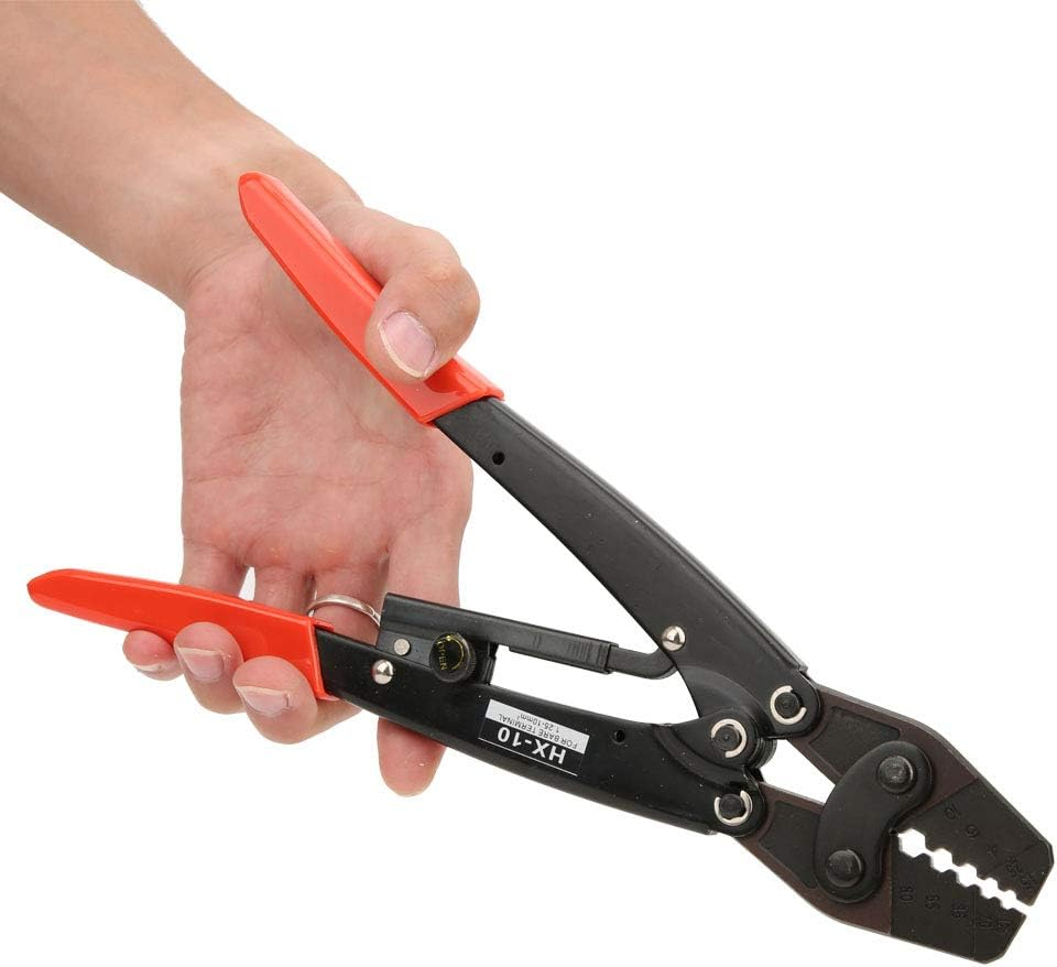 HX-10 Carbon Steel Wire Crimper Ratcheting Terminal Crimper Pliers 1.25~&sup2; AWG10-6 image number 3