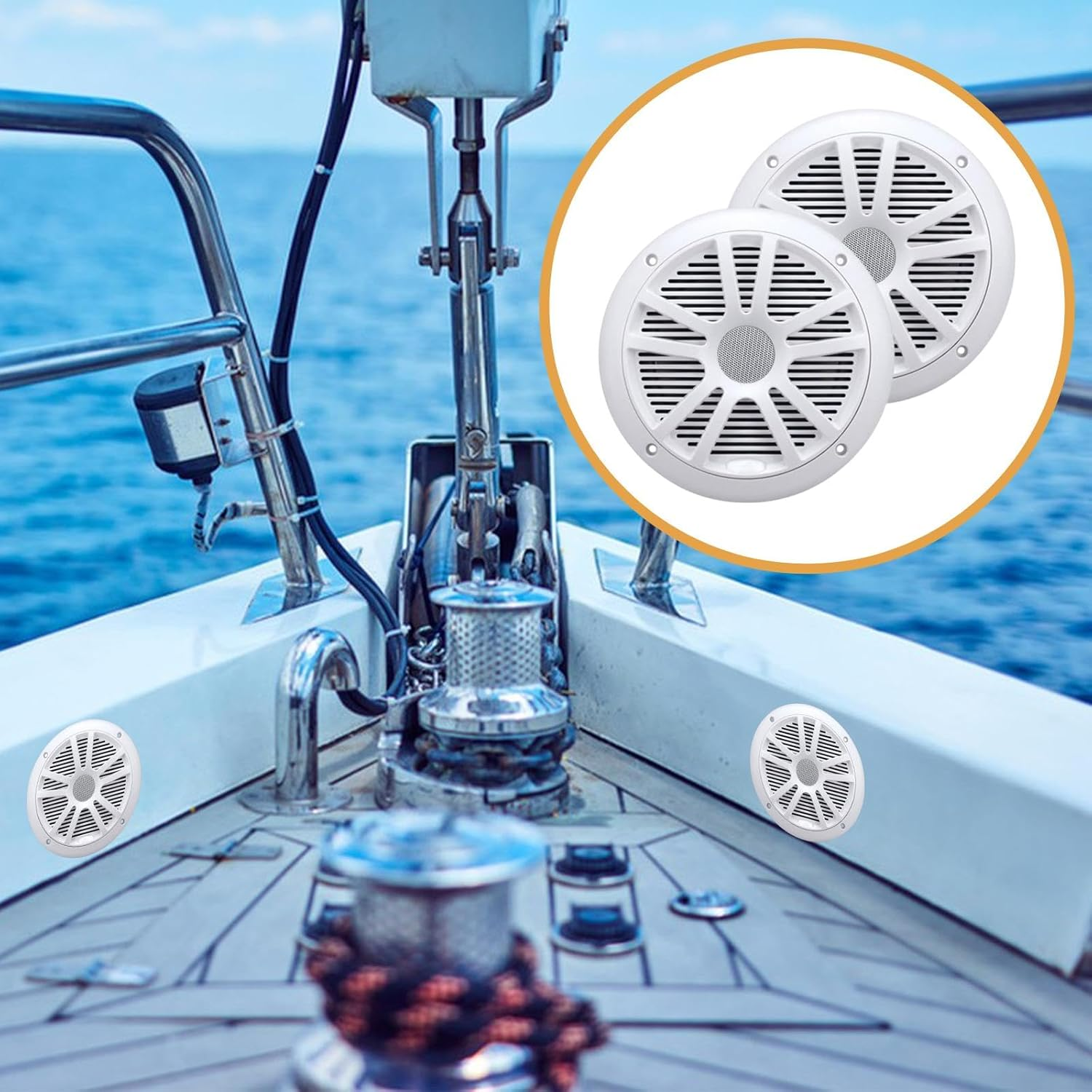 Fashioncha 2Pcs Marine Speakers Weather Resistant Accessory Practical Easy Installation Premium Durability Replacement Waterproof image number 2