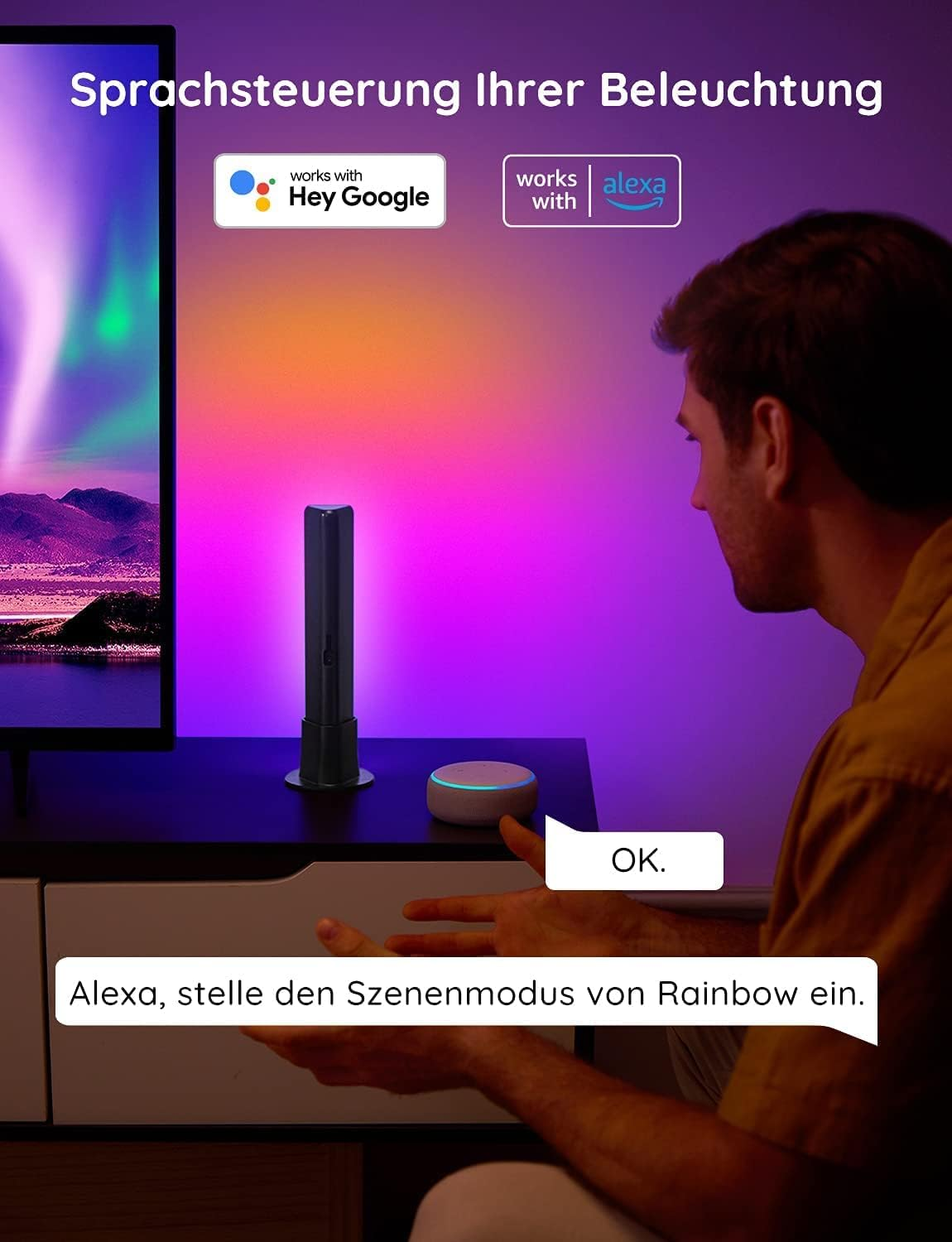 Govee RGBICWW LED Lightbar, TV Backlight Compatible with Alexa and Google Assistant, App Control, Dimmable, 16 Million Colours for Room, Gaming Decoration image number 6