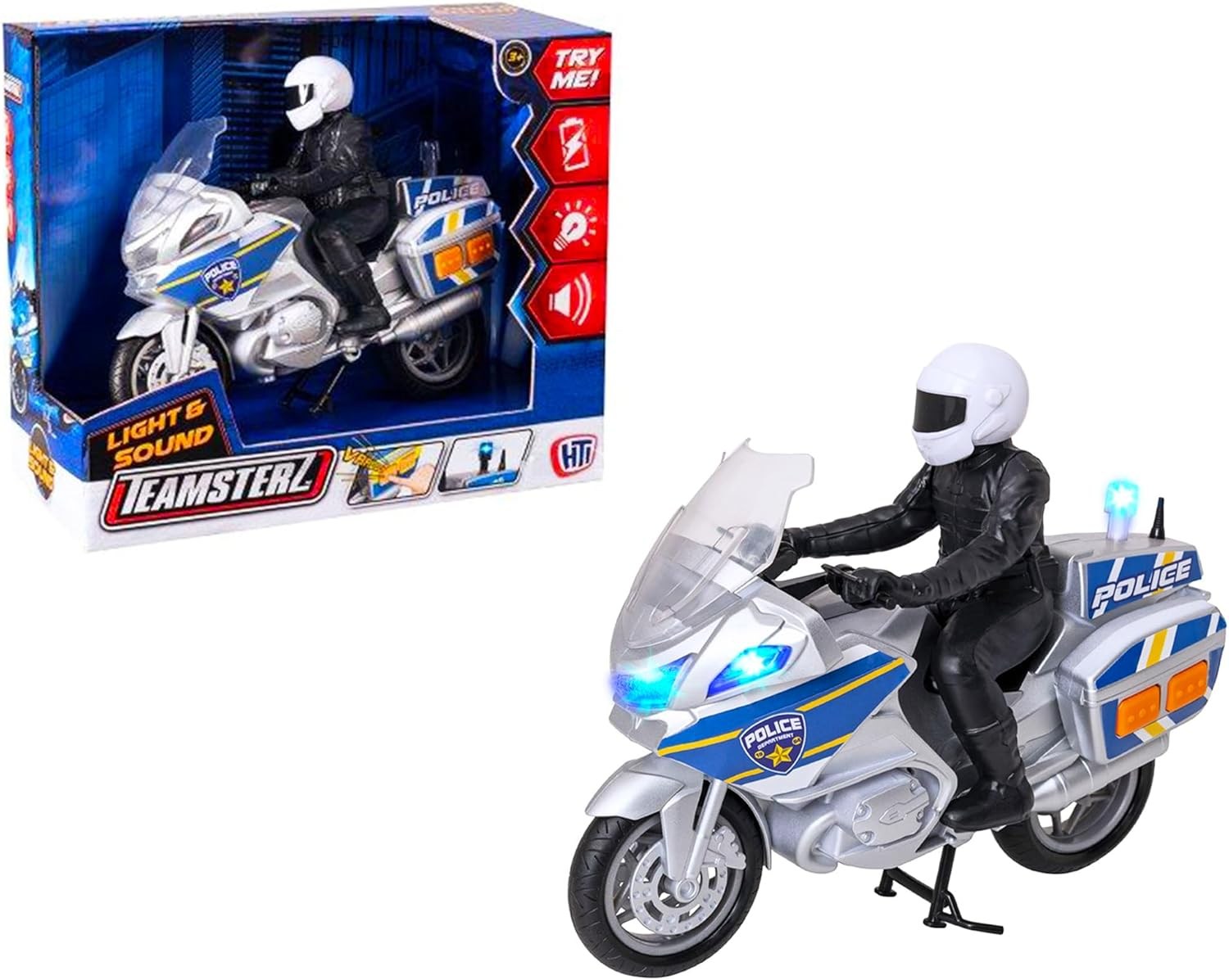 Teamsterz Mighty Machines Medium Police Motorbike with Figure | Light & Sound | Kids' Play Figures & Vehicles Toy Car Set for Ages 3+ image number 5