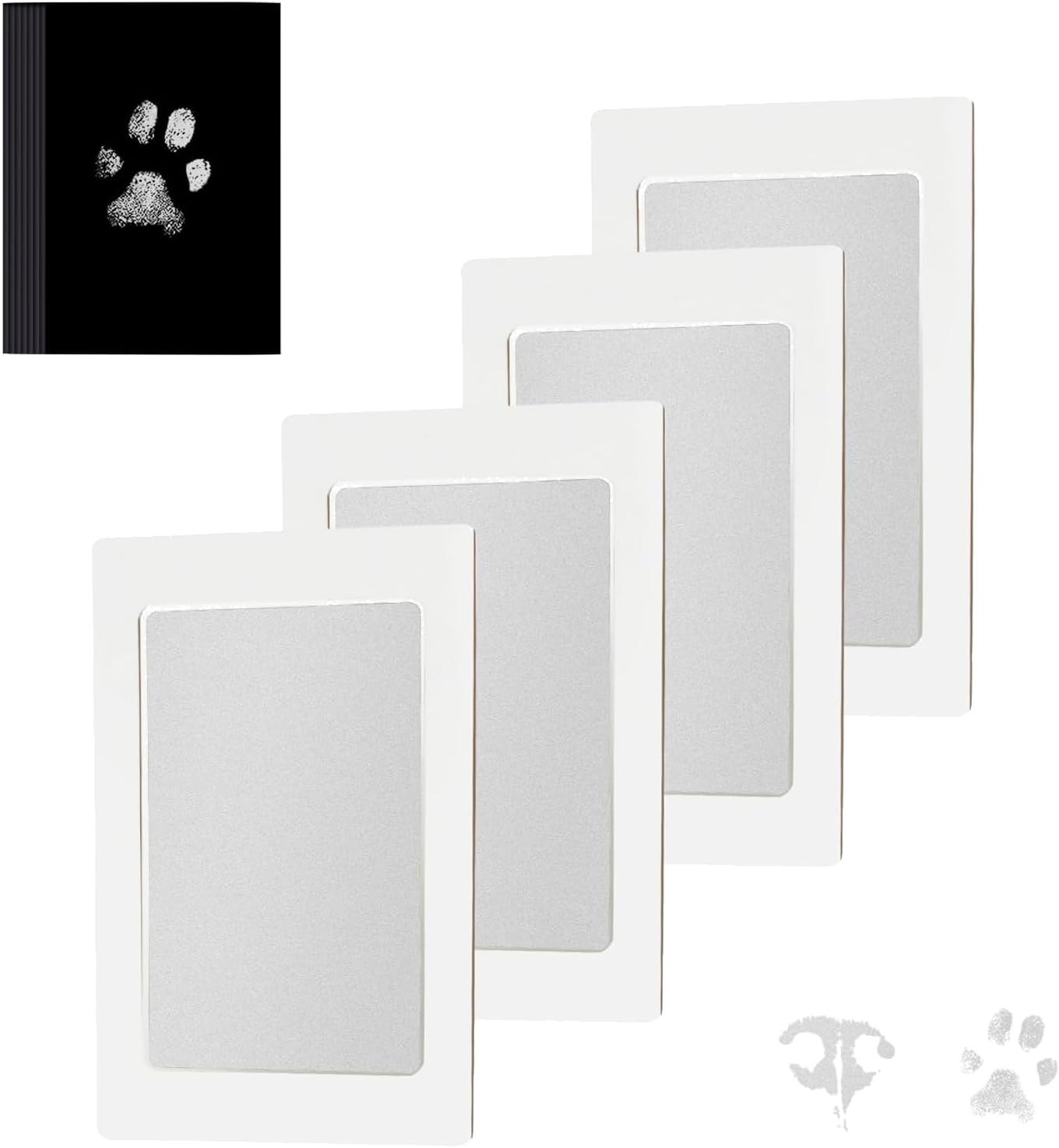Inkless Pet Paw Print Kit,No-Mess Dog/Cat Nose & Paw Impression Set,Memorial Keepsake Cards, 2 Sizes, Quick-Dry & Vet-Safe (Silver, Small-Medium 1-Pack) image number 3
