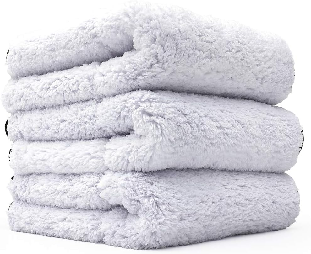 (3-Pack) the RAG COMPANY 16 In. X 16 In. EVEREST 1100 White Ultra-Plush Korean 70/30 Professional Microfiber Detailing Towels image number 1