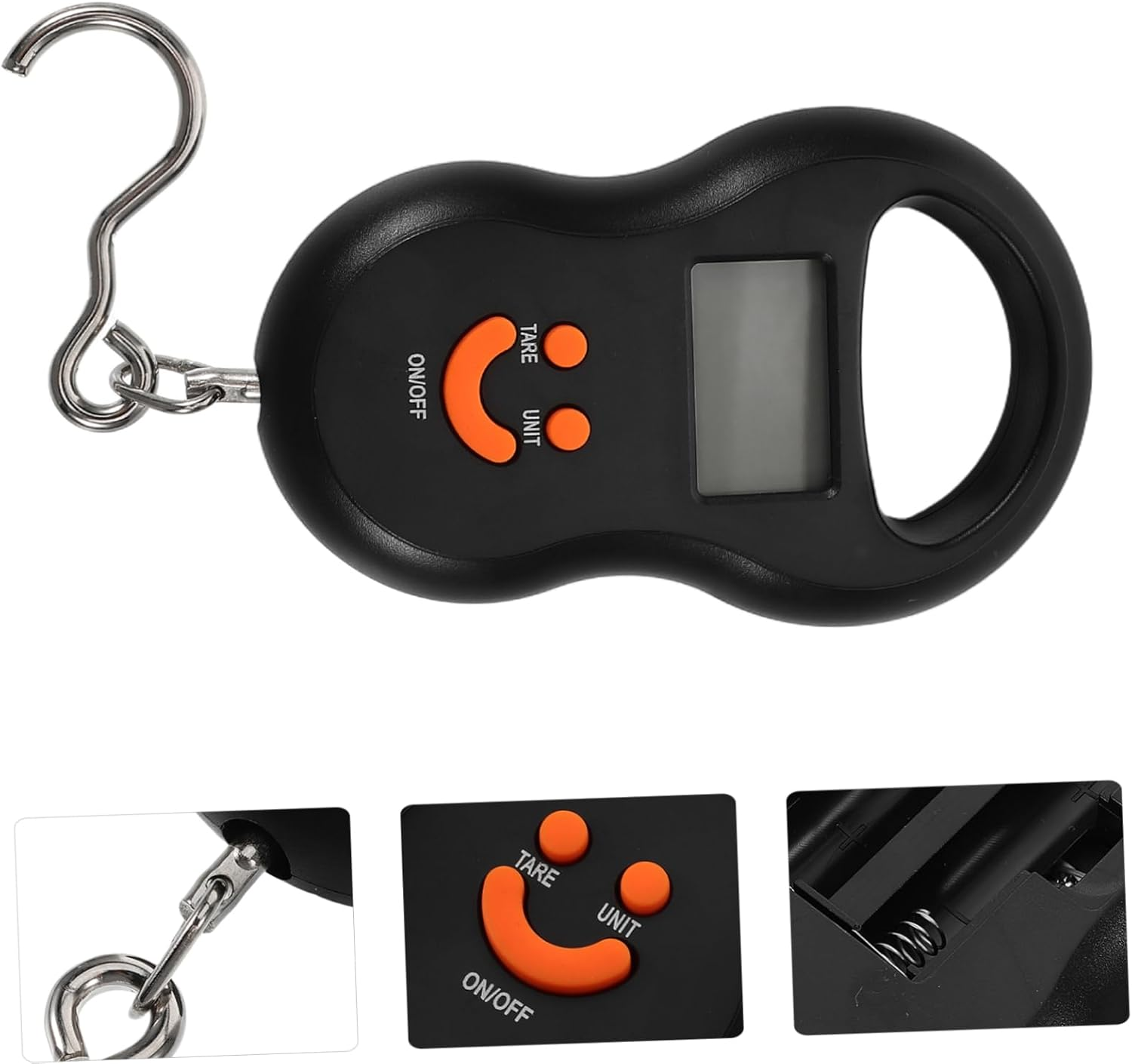 WOONEKY Travel Essential Portable Scale Digital Luggage Weighing Scale Hook Black