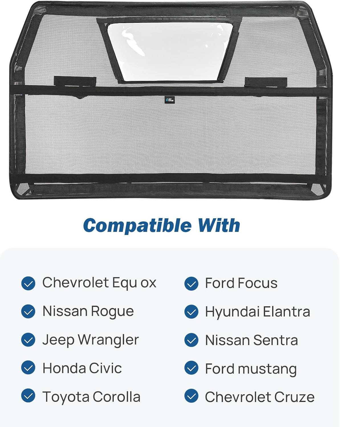 JOYTUTUS 52" Wide Dog Car Barrier with Removable Visual Window, Car Barrier for SUV Escape-Proof, Net for Car Cargo behind Front Seats, Vehicle Gate for Dog Travel, Ideal for Cars Suvs Trucks image number 1