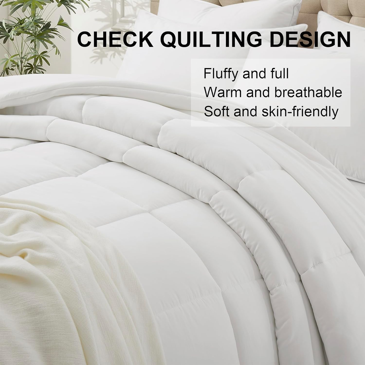300GSM Ultra Soft Microfibre Quilt, Single Quilt Bedroom Lightweight and Breathable Quilt Comforter for All Seasons (140 * 210Cm, White)
