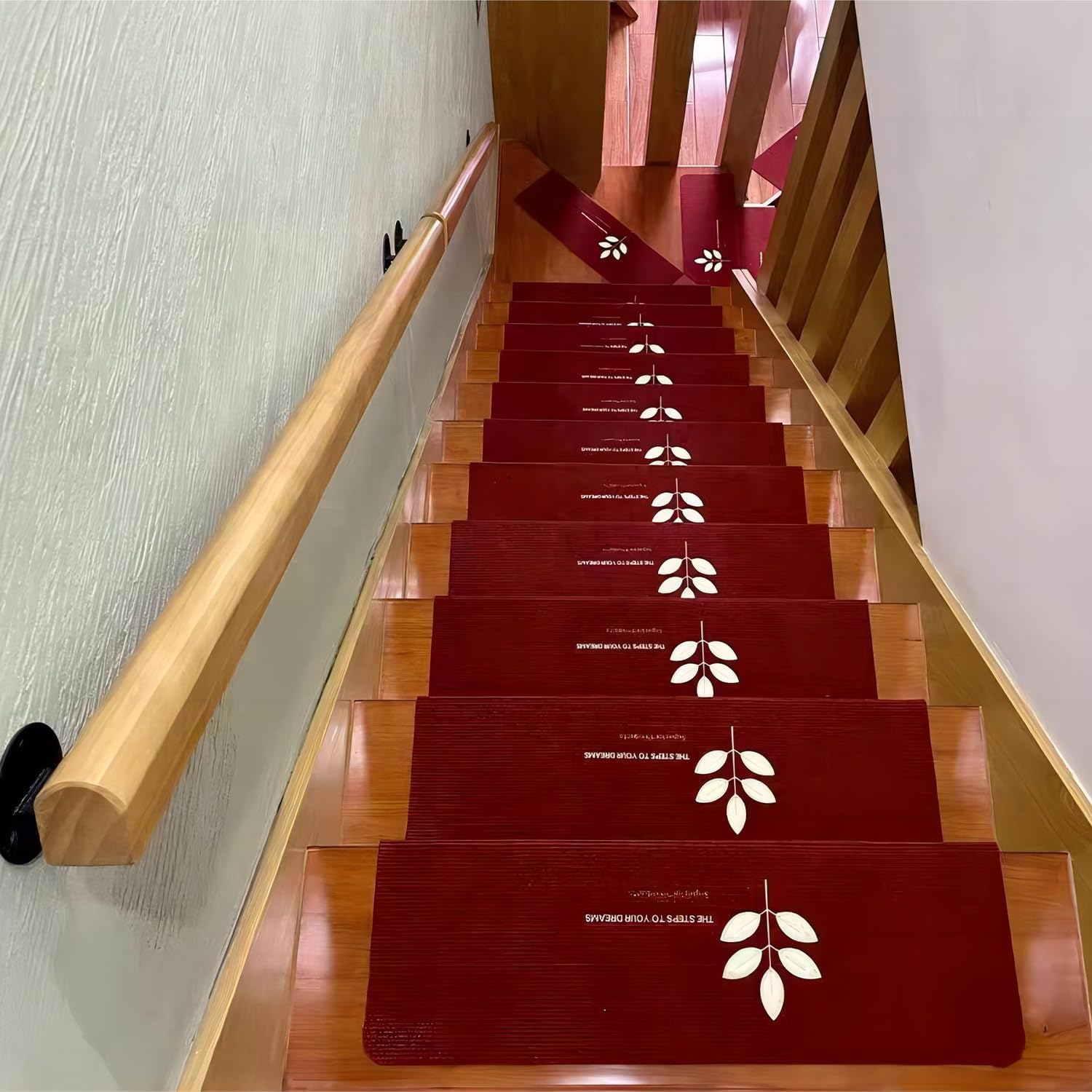 WUTUSENT 3.3FT/100CM Wooden Stair Handrails, Non-Slip Staircase Handrail,Hand Railings for Stairs Indoor Outdoor, for Home Garden Corridor Lofts Kindergarten Guardrail Decking Railings image number 5