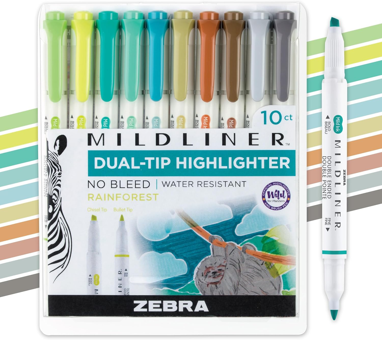 Zebra Pen Mildliner Double Ended Highlighter, Broad and Fine Point Tips, Assorted Neutral Vintage Ink Colors, 5-Pack, (78605)