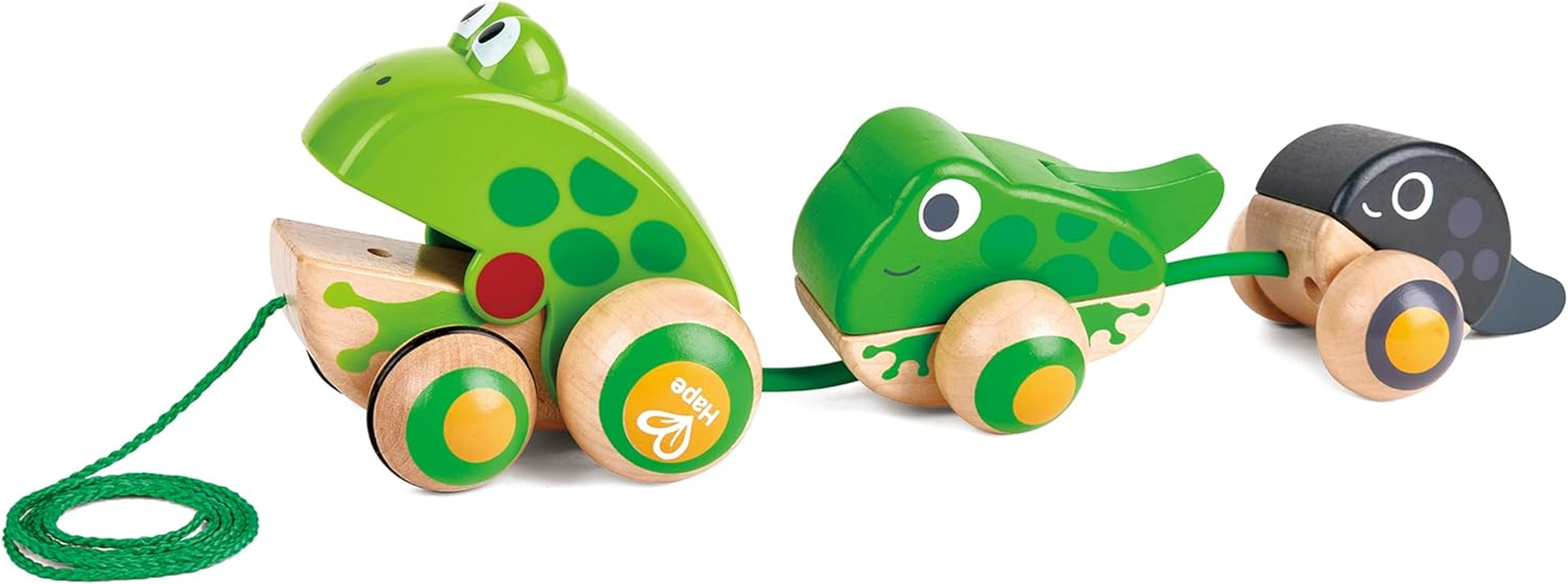 Hape Pull-Along Frog Family Toy &ndash; Wooden Toddler Pull Toy for Kids 12M+ | Fun & Educational Frog Life Cycle Learning | Interactive Walking Action | Safe & Durable Play Toy image number 1
