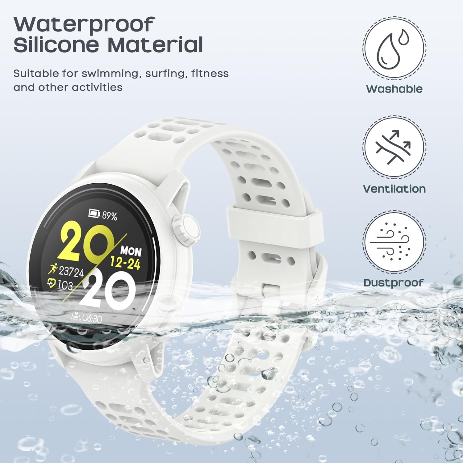 CHULN Pack of 2 Silicone Wristbands Compatible with Coros Pace 3/Apex 2 Pro/Apex Pro/Apex 46 Mm, 22 Mm Adjustable Sports Replacement Strap for Coros Pace 3 image number 6