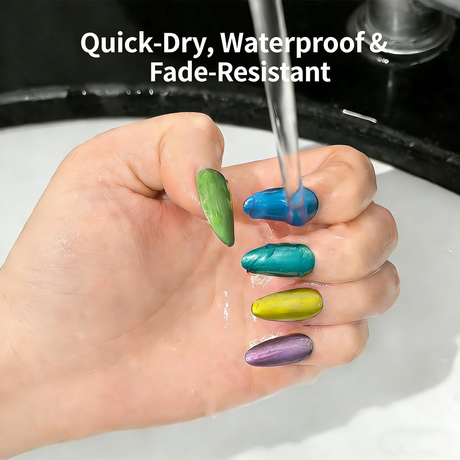 10 Color Metal Nail Art Pens Set, 3D Double Ended Nail Art Markers Graffiti Acrylic Paint Pen, Quick-Drying Dotting Drawing Painting Liner Pen for Home Salon Manicure DIY Tool image number 3