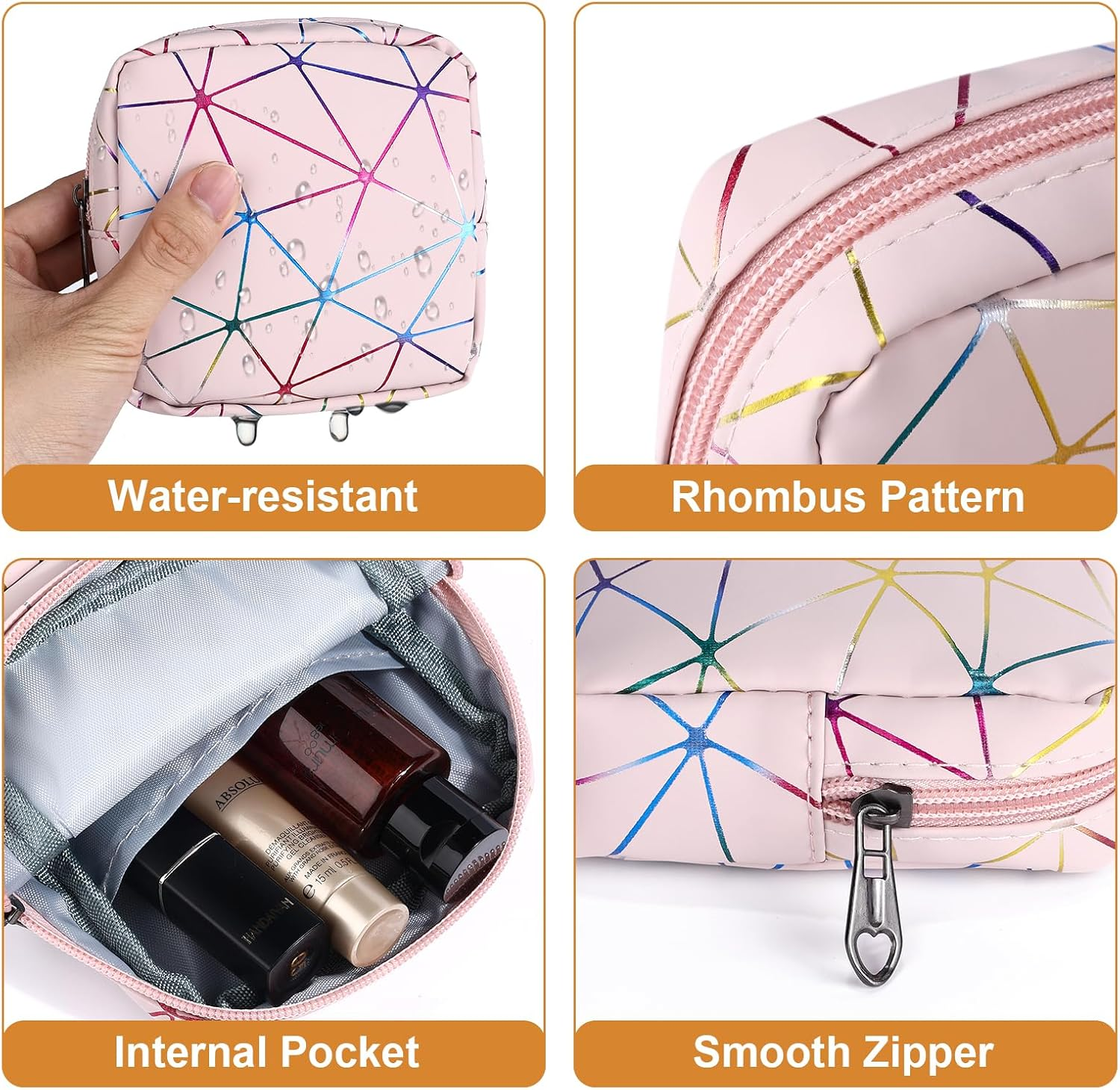 Desing Wish 2 PCS PU Leather Makeup Bag Large Capacity Cosmetic Bag Travel Make up Bag Large & Small Size Makeup Pouch Organizer for Travel (White) image number 5