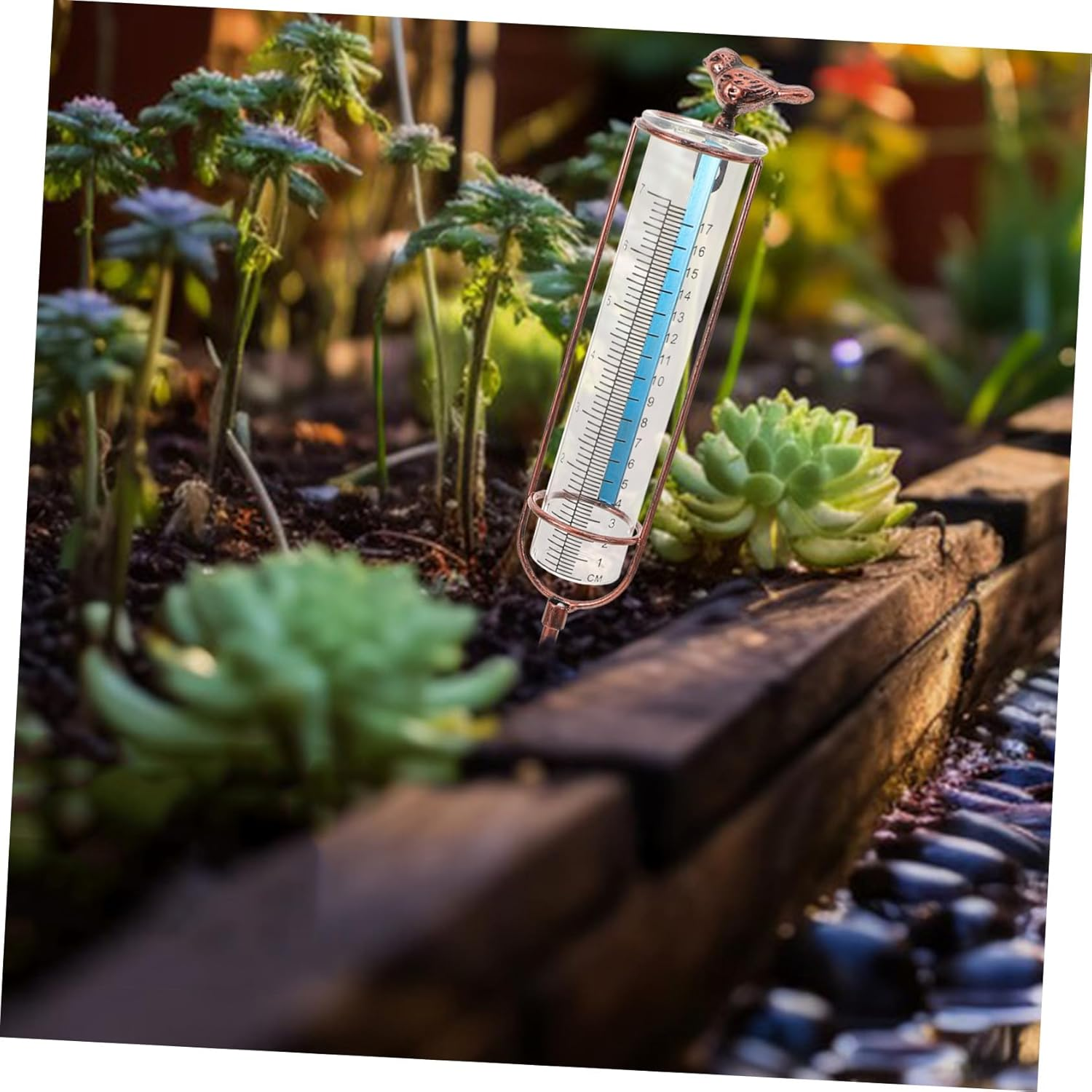 Replacement Rain Gauge Tube Glass and Iron Outdoor Measurement Tool with Red Gasket for Garden Lawn Weather-Resistant Digital Rain Gauge Tube image number 6