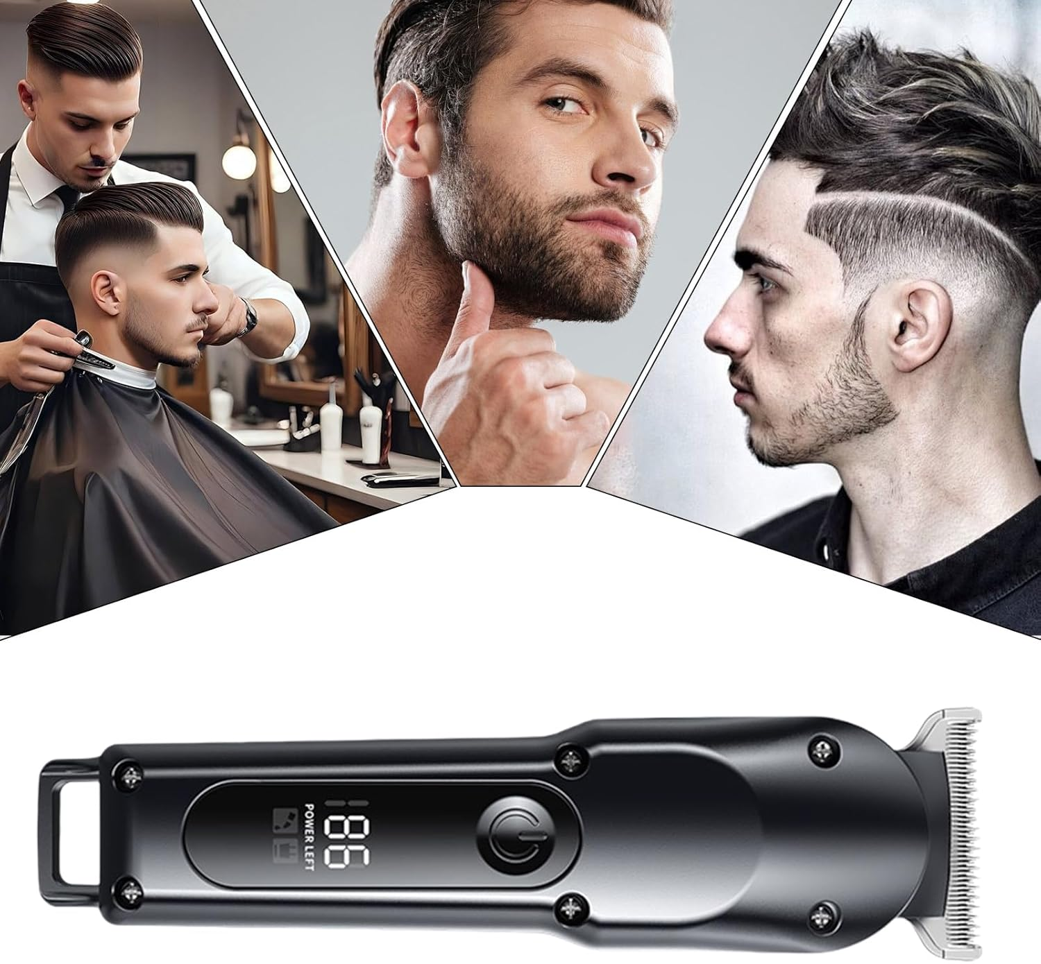 Trimmer for Men | Cordless Barber Clippers Rechargeable,Electric Cordless Haircut Machine Grooming Accessories for Travel Indoor Outdoor Home Salon Barber Shop image number 6