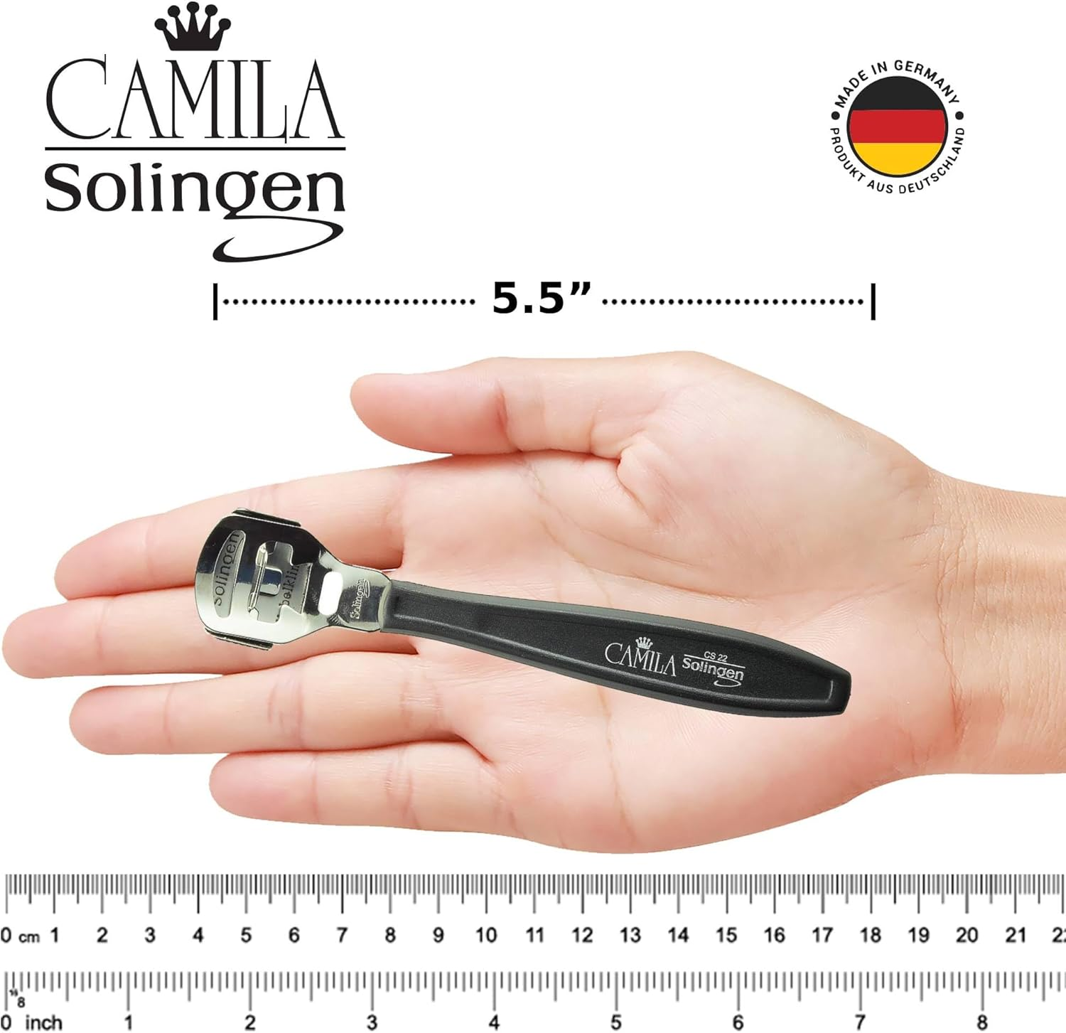Camila Solingen CS22 5 1/2" Corn Plane/Foot Callus Remover. Hard Skin Heel Shaver Rasp Pedicure Cutter Kit for Feet and Spare Blades (10 Pack). Made in Solingen Germany image number 6