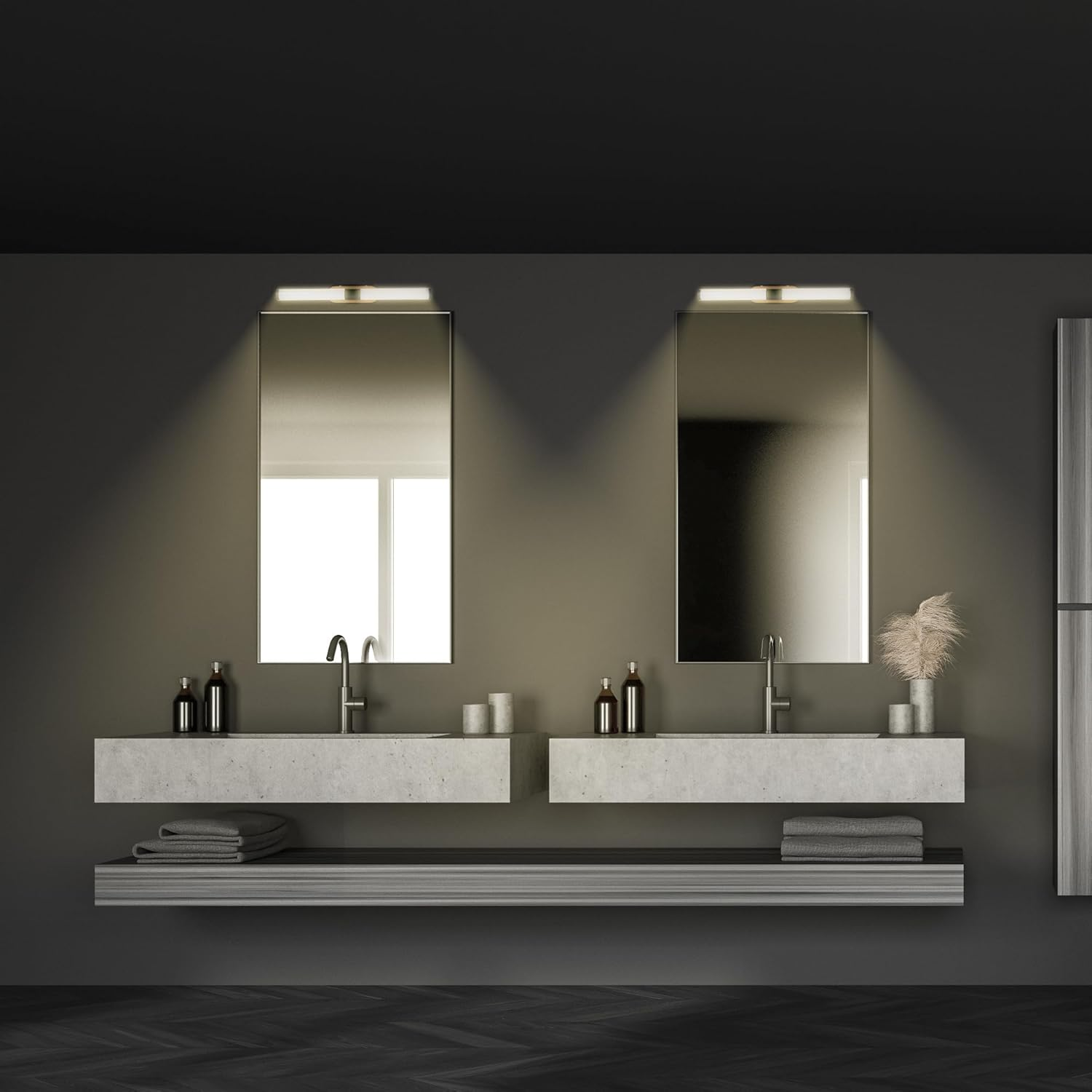 BRILONER - IP44 Bathroom Mirror Wall Light, Splash-Resistant, Luce Specchio Bagno, Bathroom Mirror Wall Light, 40 X 6.5 X 4.5 Cm, Black Wood