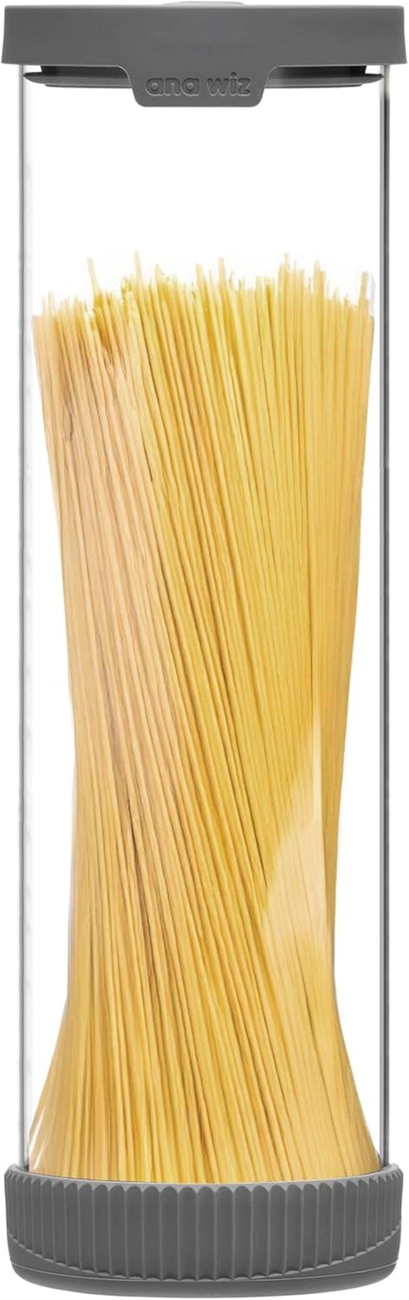 Ana Wiz Stackable Glass Storage Jar, with Airtight Vent & Silicone Base | Four Sizes & Two Colour Options, Perfect Kitchen Organisation (Charcoal - 1000Ml)