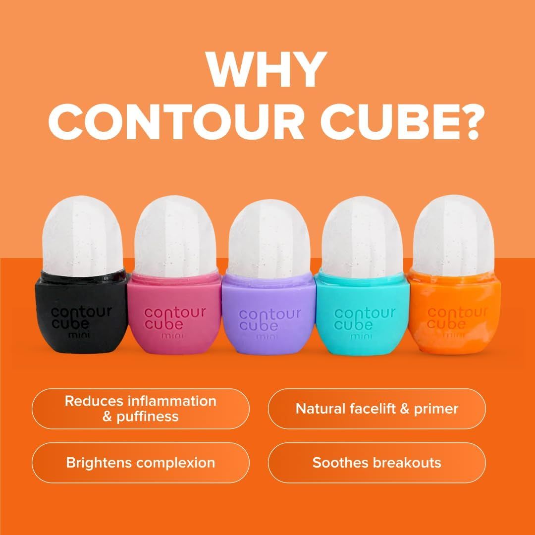 Contour Cube Original - Ice Roller for Sculpting & De-Puffing - Face Ice Roller & Massager with Bpa-Free Silicone - Ice Mold for Face - Skin Care Tools for Daily Skincare (180Ml) - Peach - Marble image number 2
